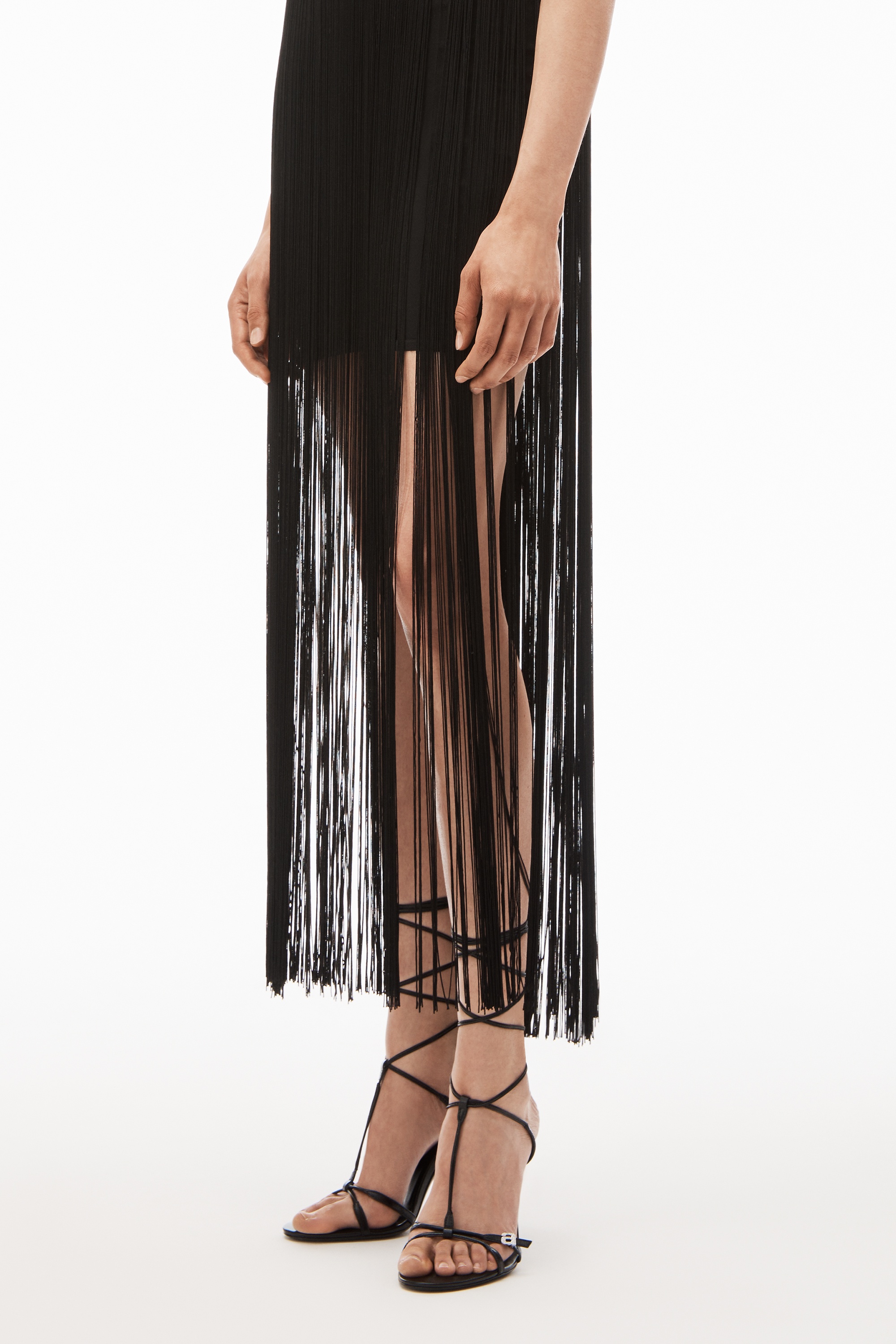 fringe tank mini dress in compact nylon - 6