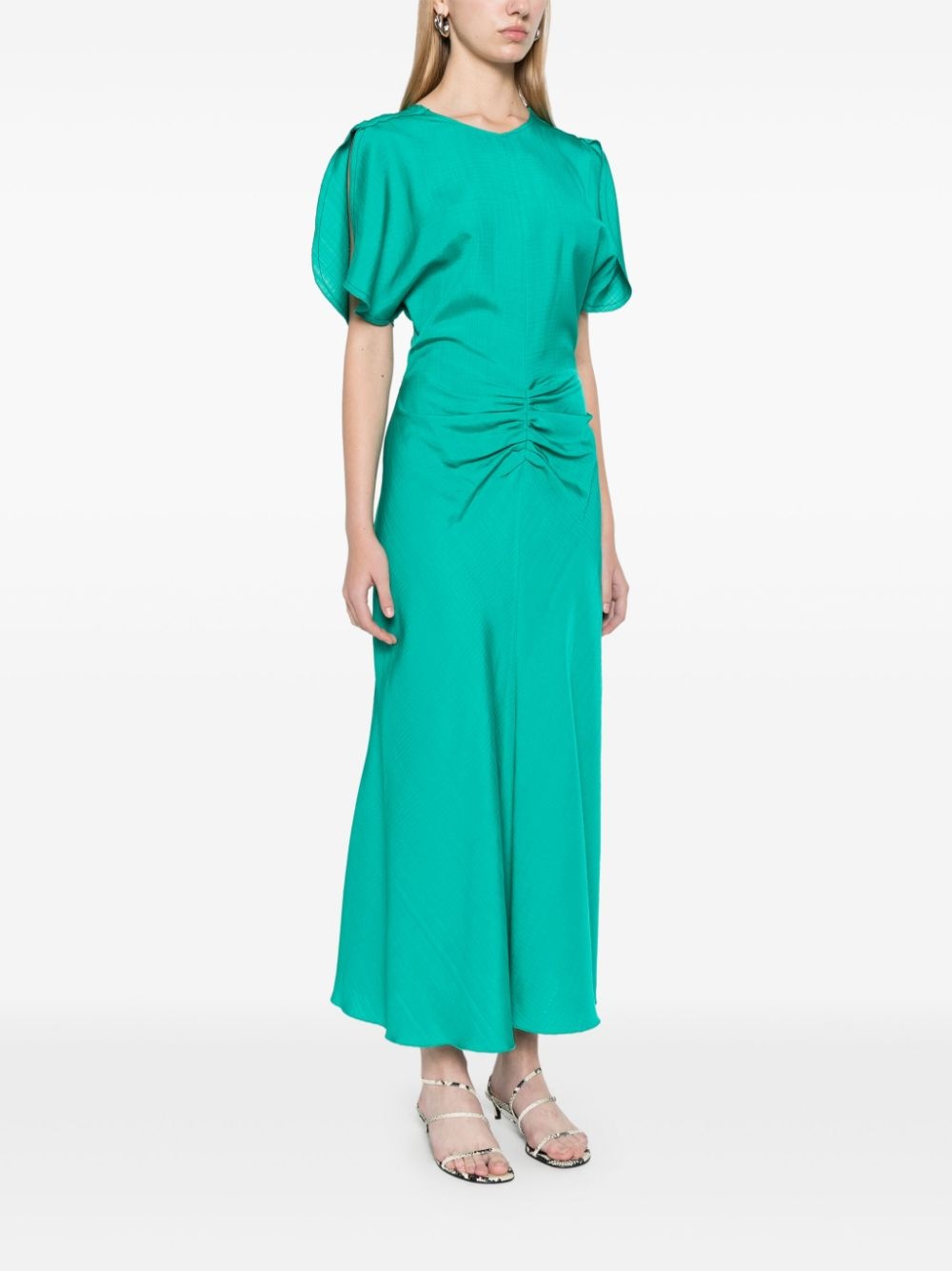 gathered-detail midi dress - 3