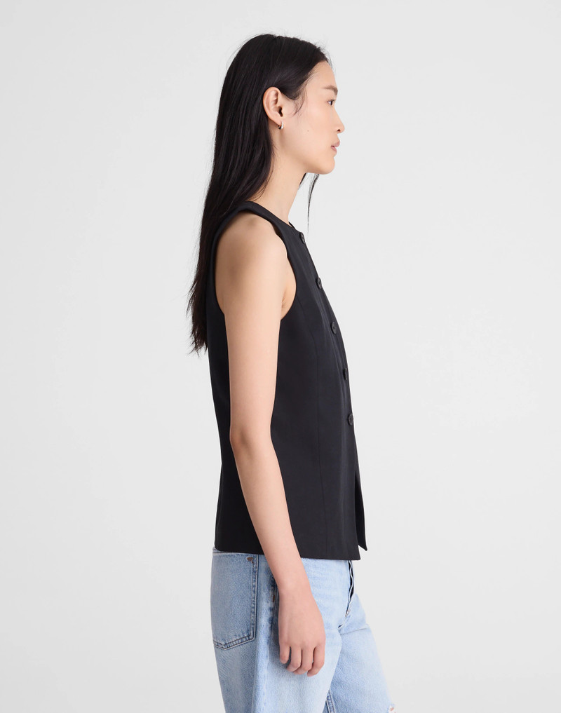 Crewneck Cutaway Vest in Drapey Twill 4