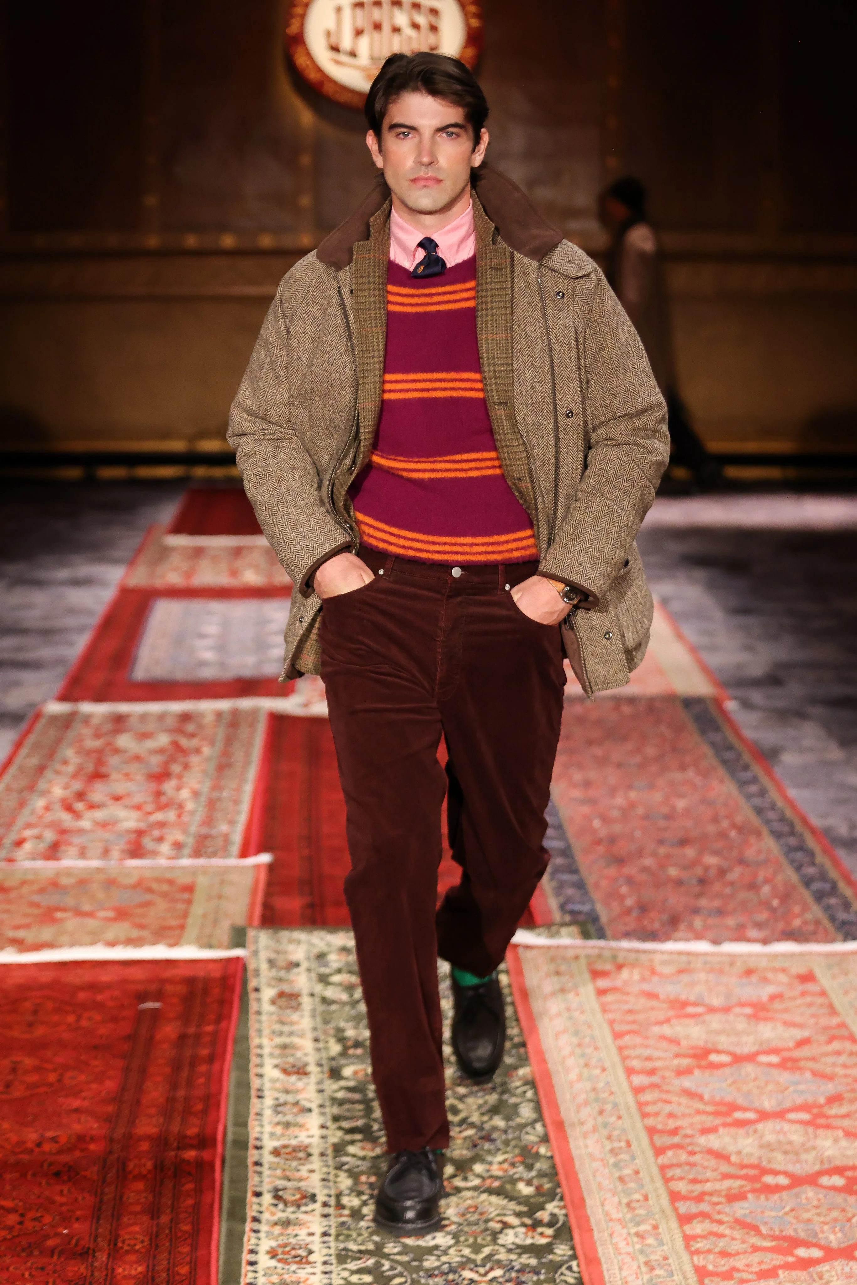 BURGUNDY 5-POCKET 16-WALE CORDUROY PANT - 1