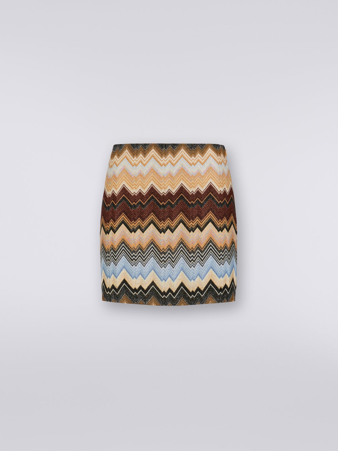 Lamé viscose miniskirt with chevron pattern - 1