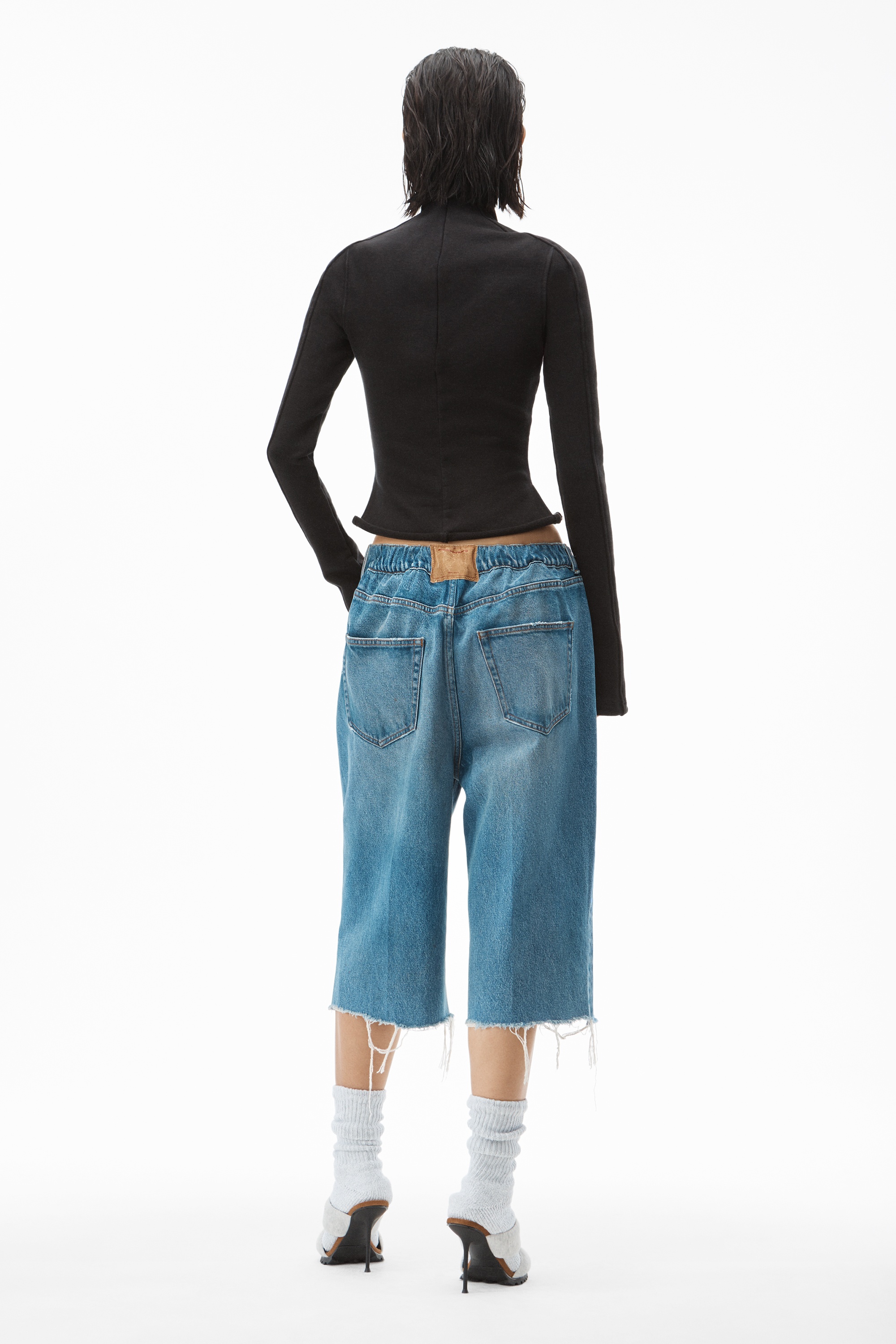 RUCHED WAIST CULOTTE IN DENIM - 5