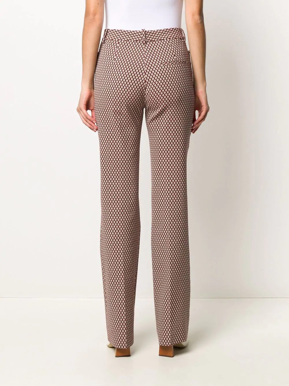 geometric pattern flared trousers - 4