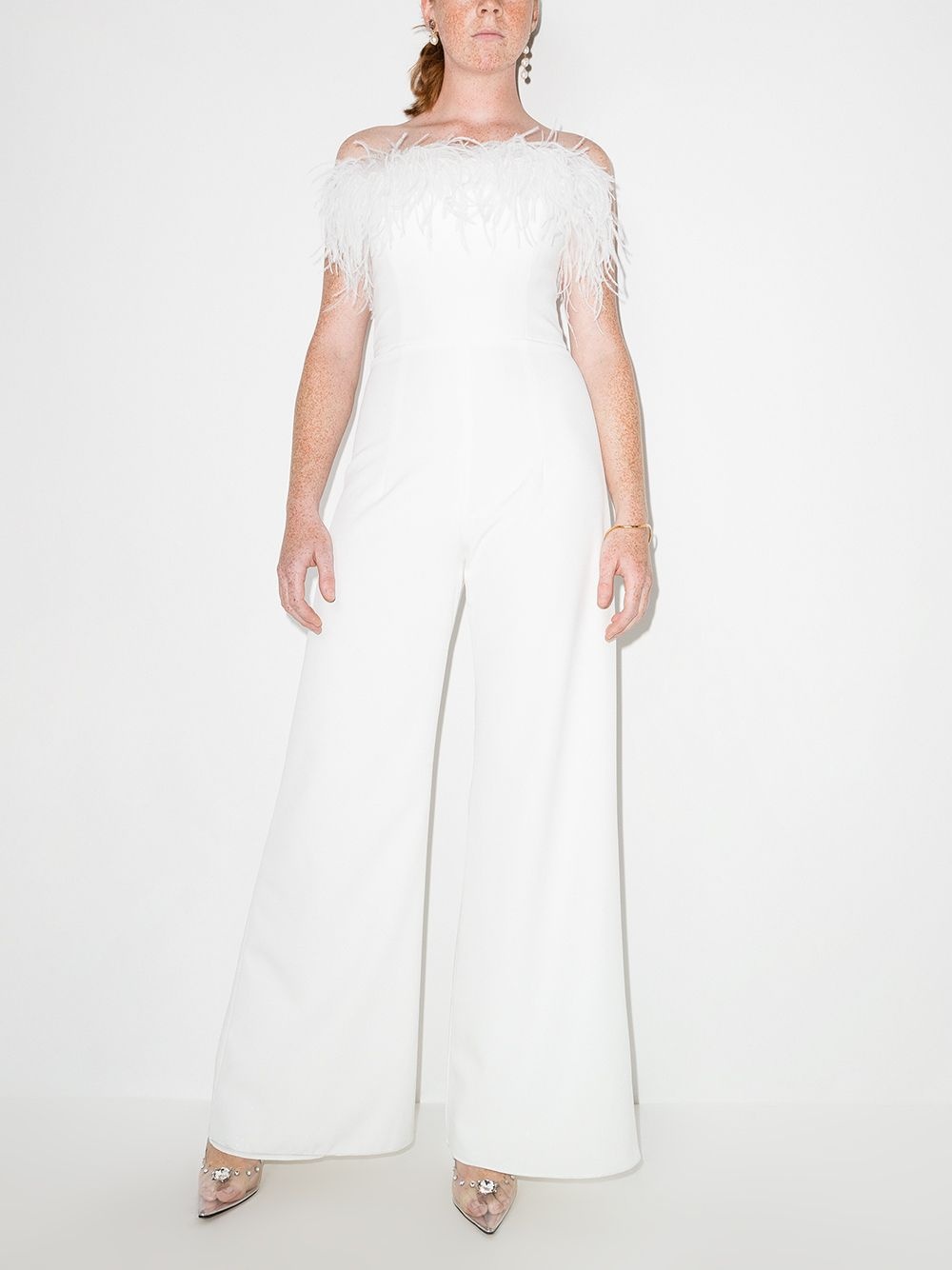 Taree feather-trim strapless jumpsuit - 2