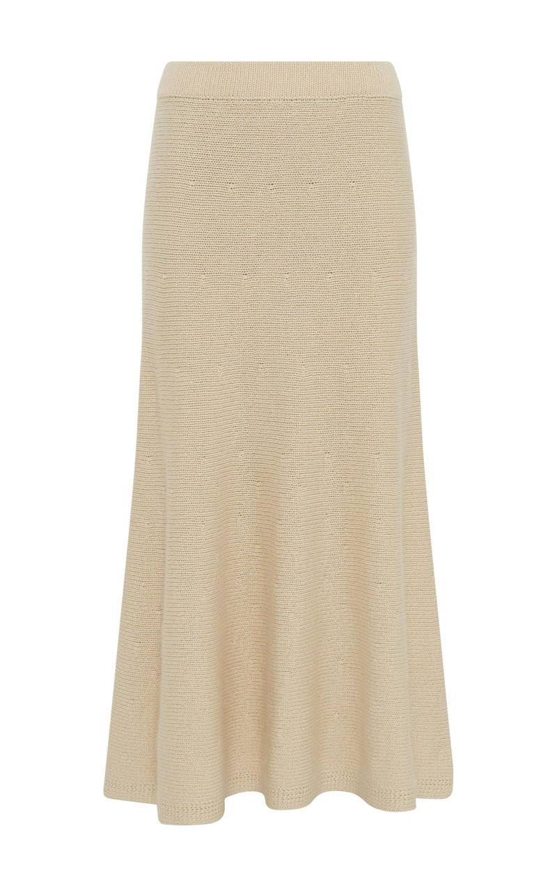 Titan Knit Midi Skirt in Ivory Cashmere 1