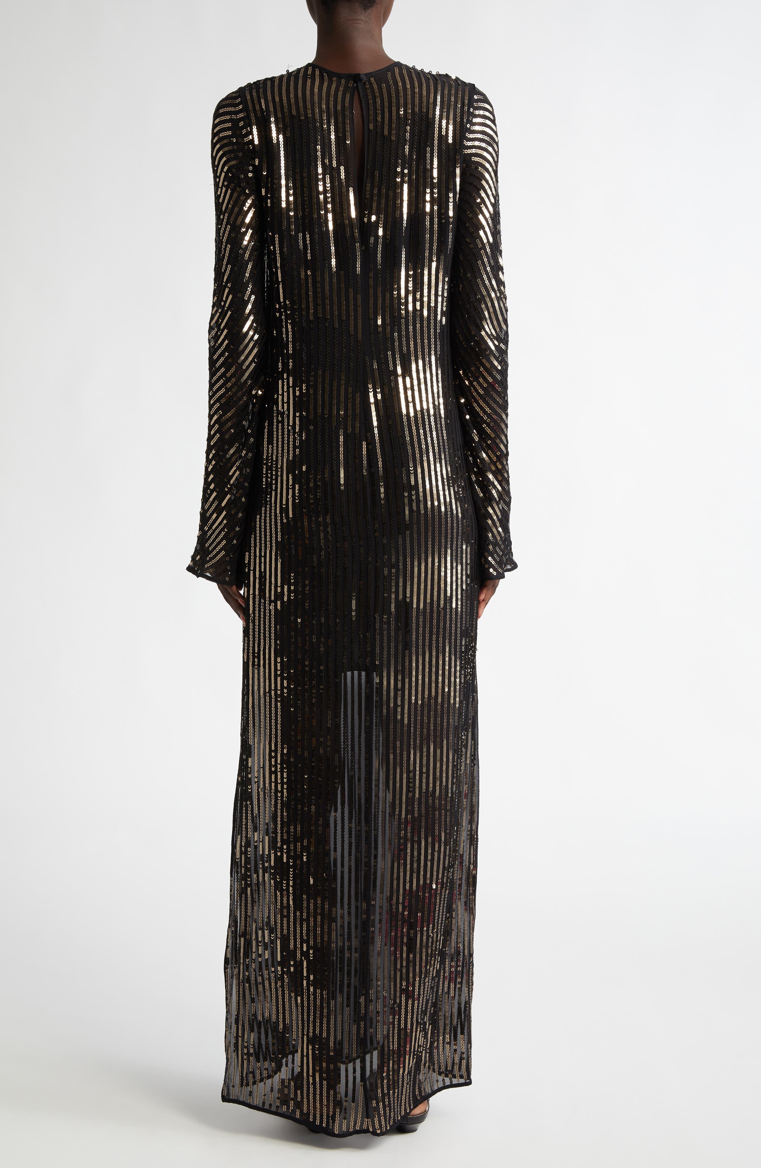 Johanna Ortiz Actitud Nautica Sequin Long Sleeve Tunic Dress in Black/Dark Gold at Nordstrom - 2