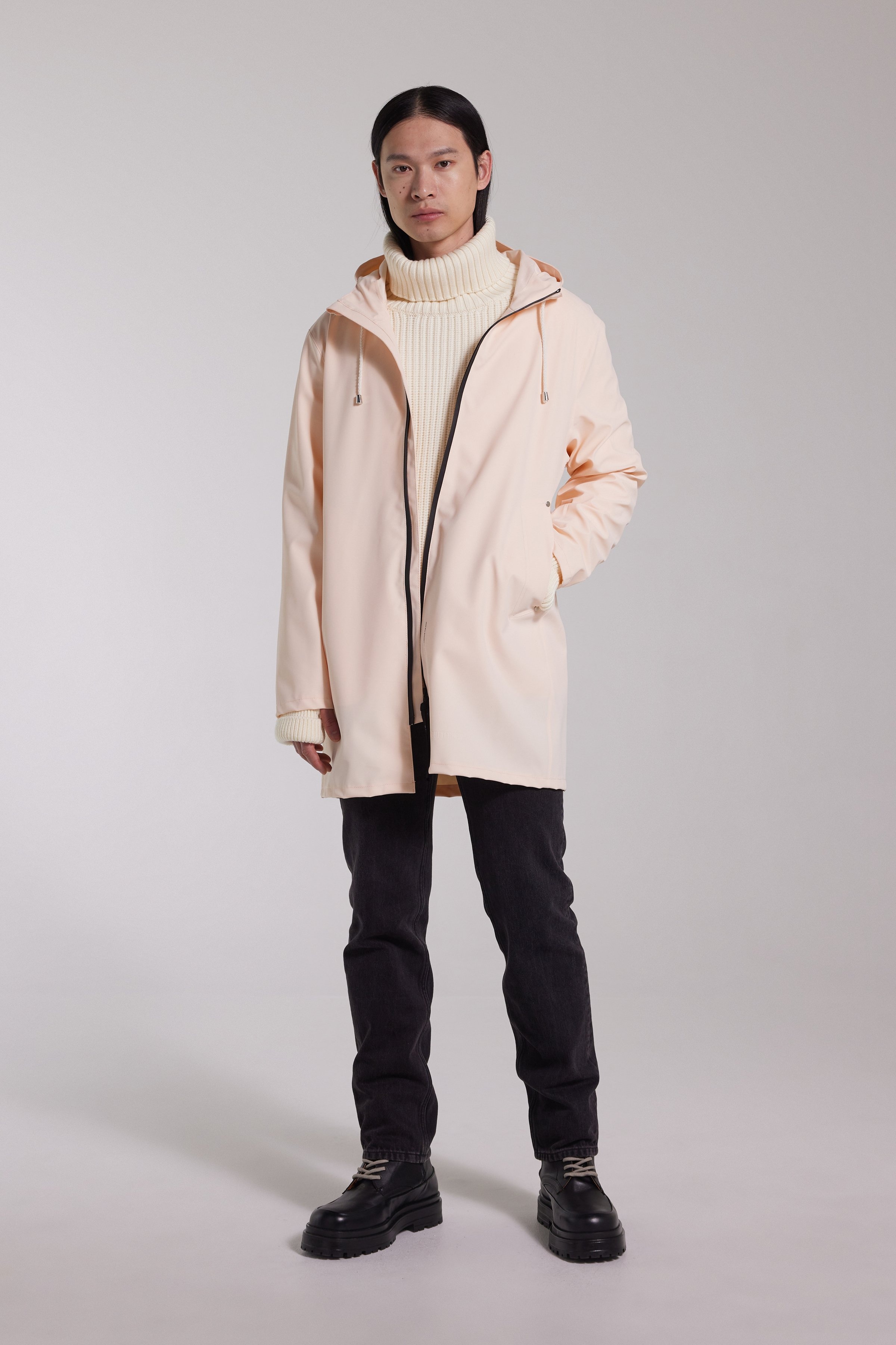 Stockholm Lightweight Zip Matte Raincoat Peach - 2