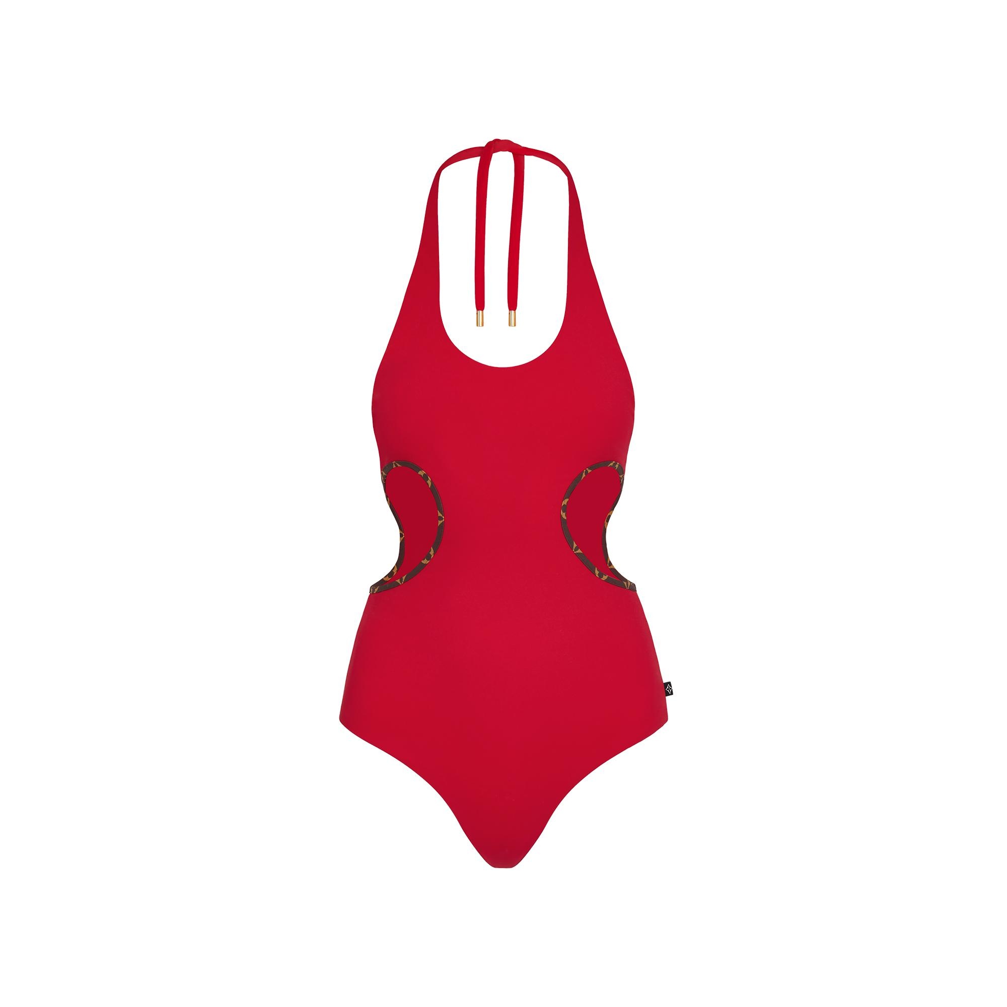 Red Cut-Out Swimsuit With Monogram Details - 1