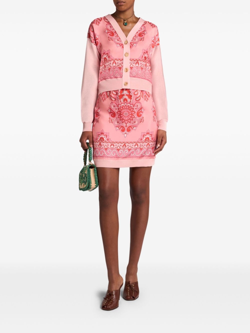 printed-panel knitted skirt - 2