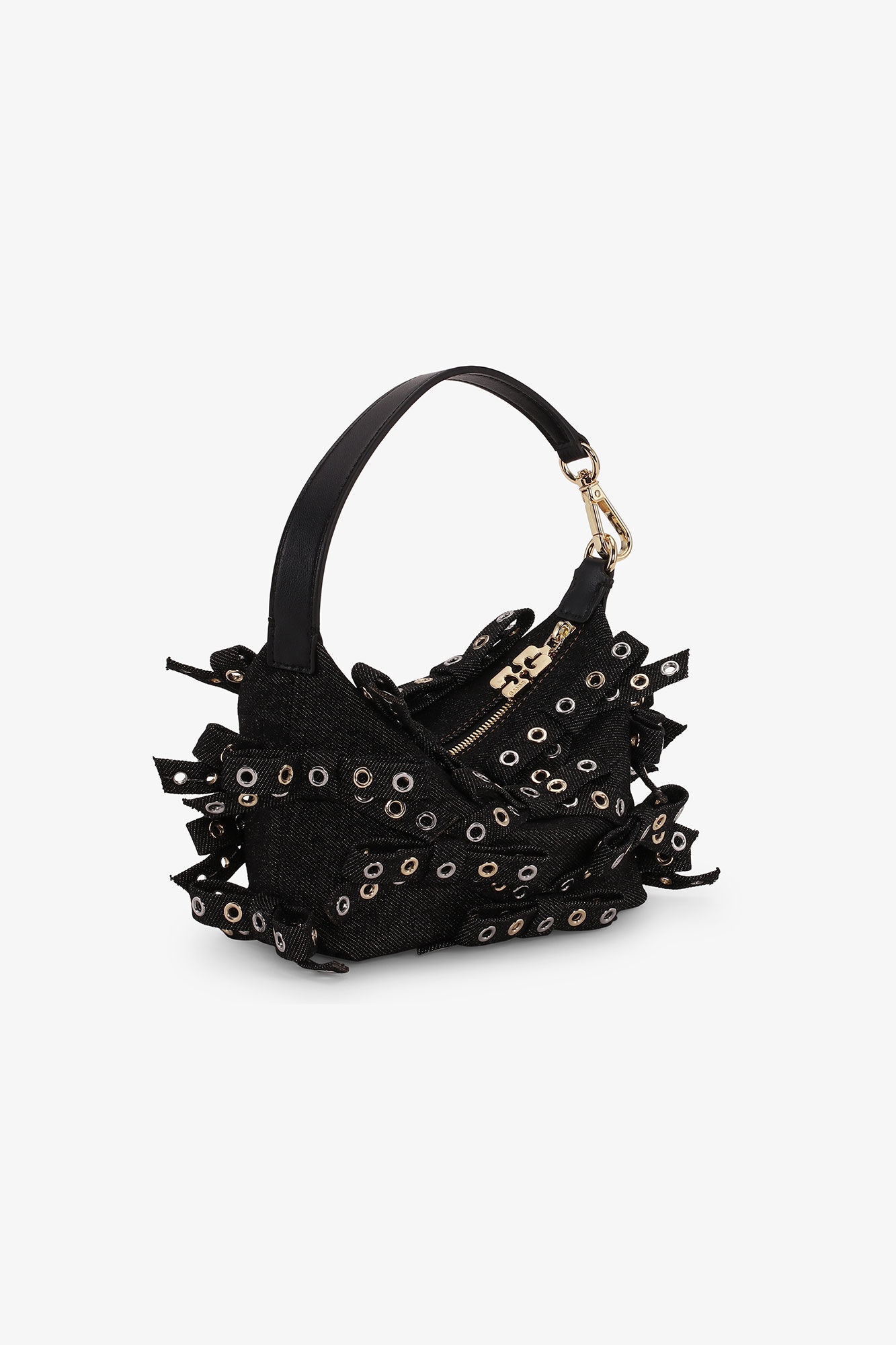 BLACK DENIM SMALL BUTTERFLY POUCH BOW BAG - 2