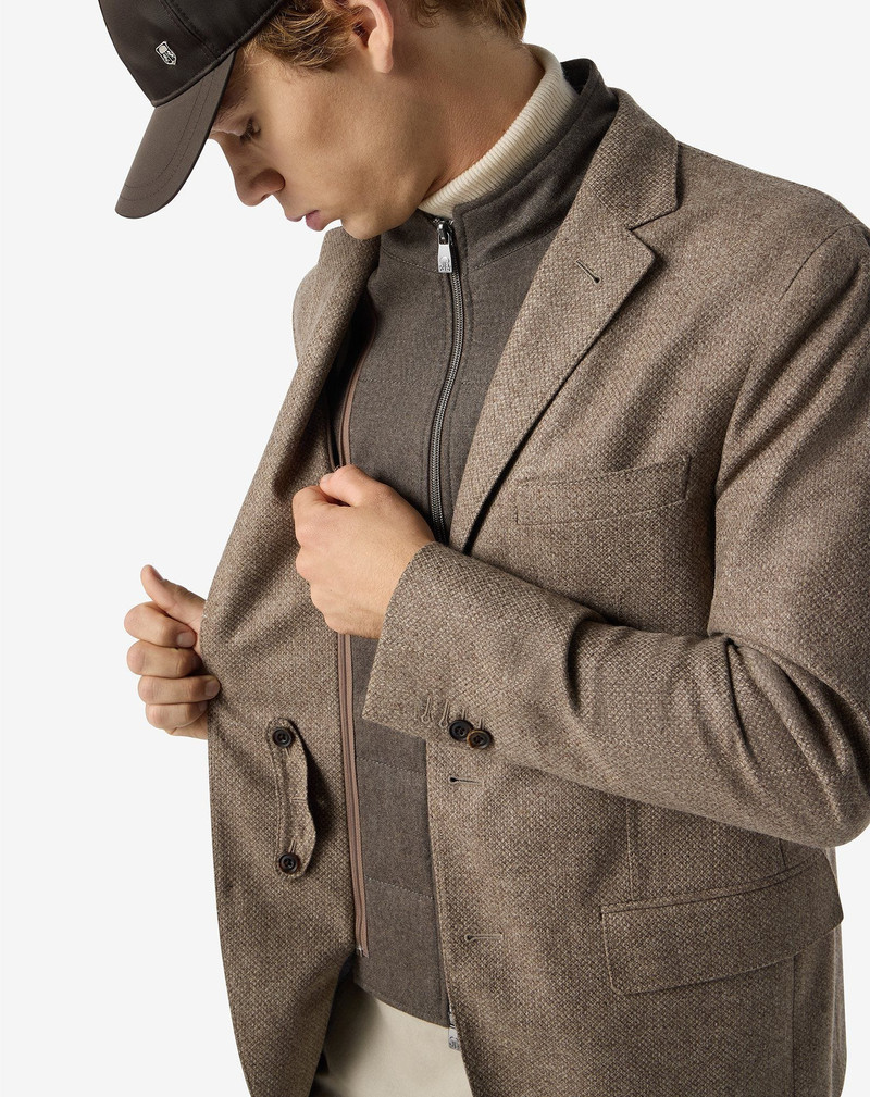 Brown wool and cashmere jacket with detachable vest 5