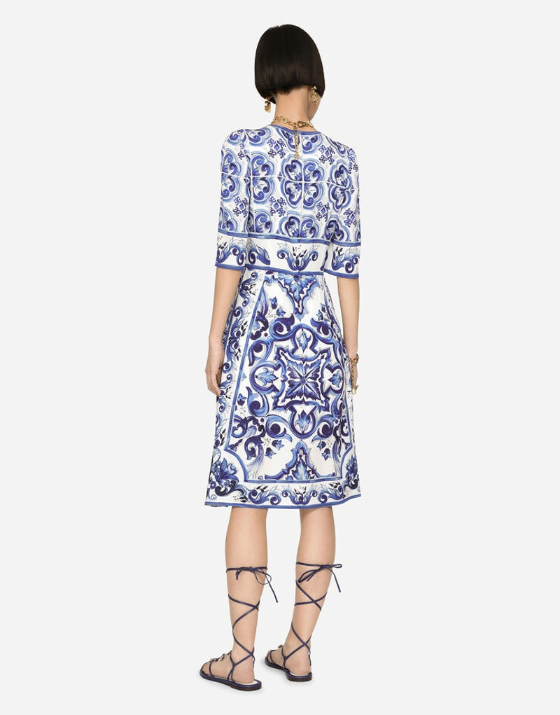 Majolica-print charmeuse midi dress 3