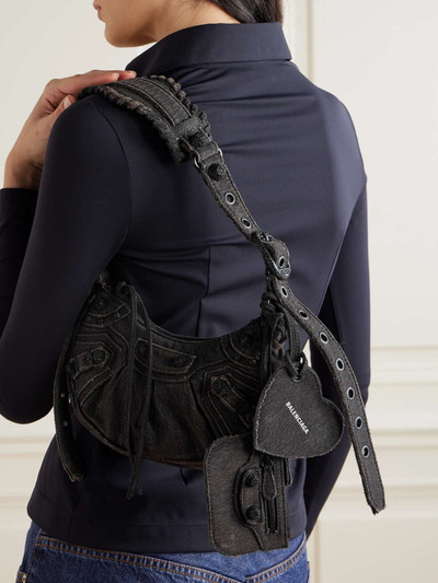 BALENCIAGA Le Cagole small embellished denim shoulder bag outlook