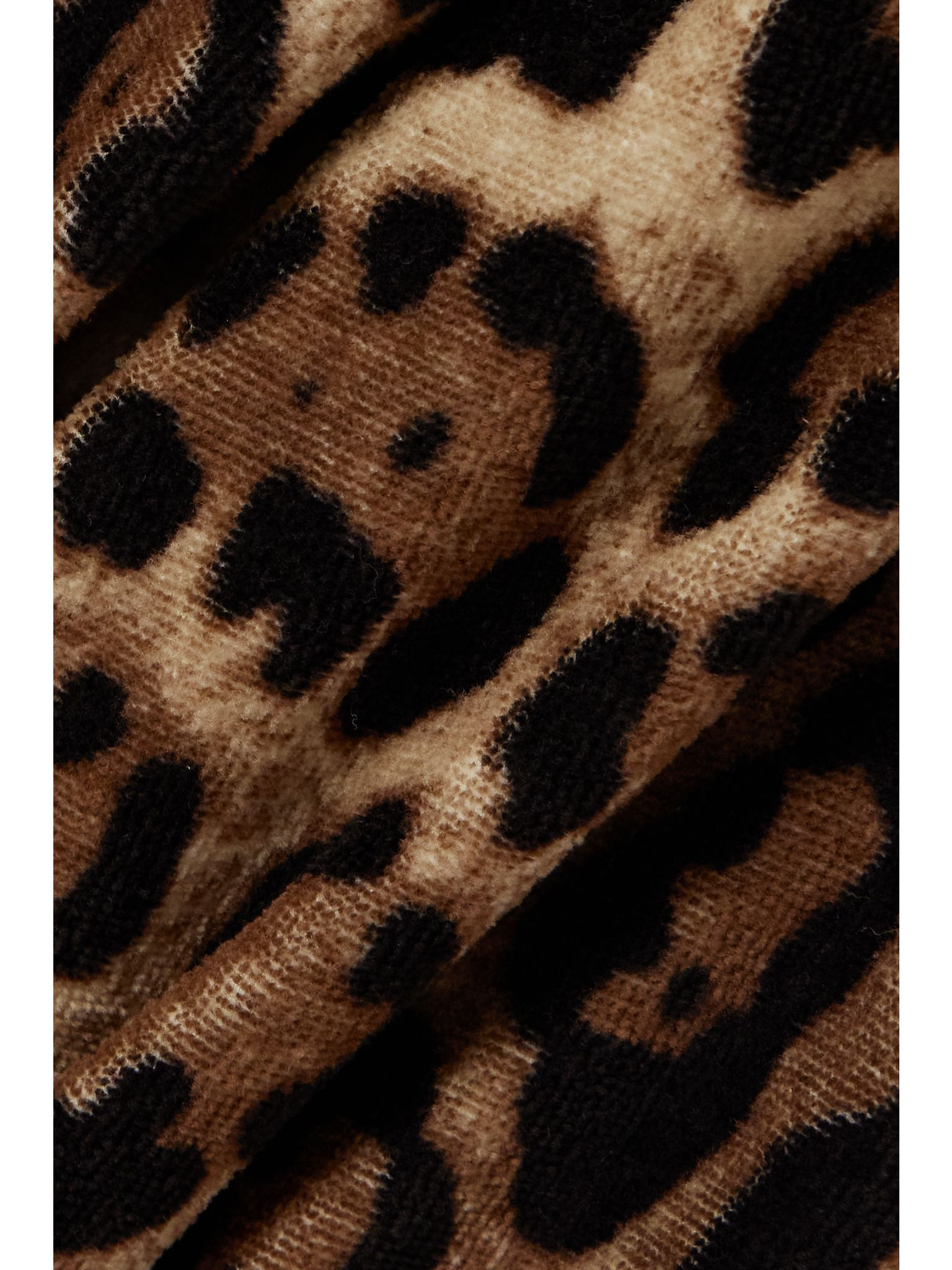 Leopard-print cotton-terry robe Brown - 4