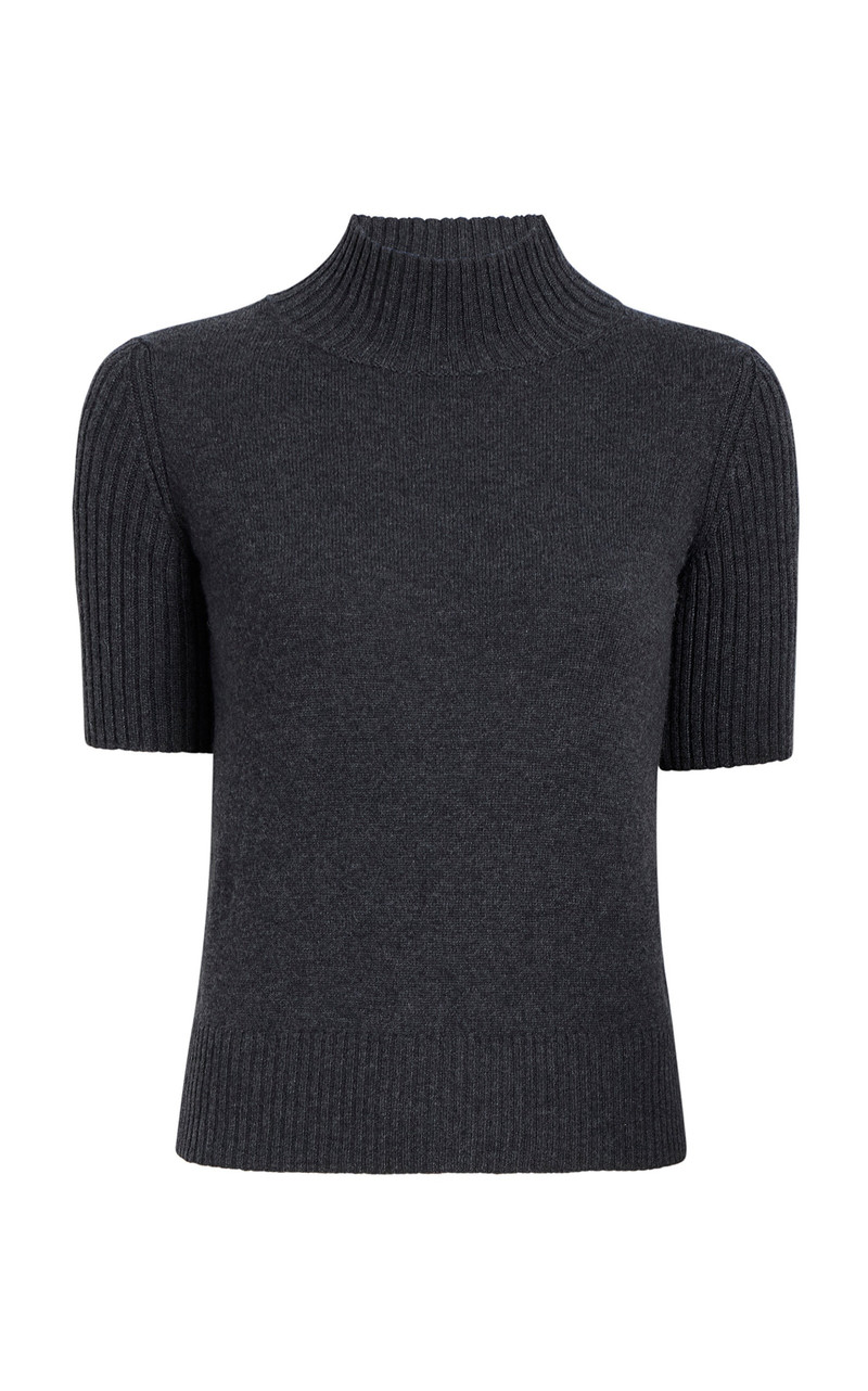 Cecil Mock Neck Cashmere-Blend Sweater dark grey - 1