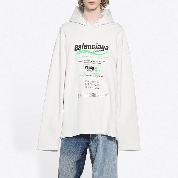 Men's Balenciaga FW21 Logo Alphabet Printing Loose White 662424TKVF89085 - 3