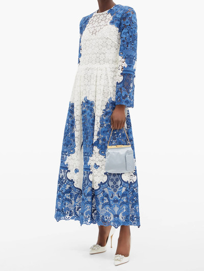 Valentino Delf-print guipure-lace cotton-blend midi dress outlook