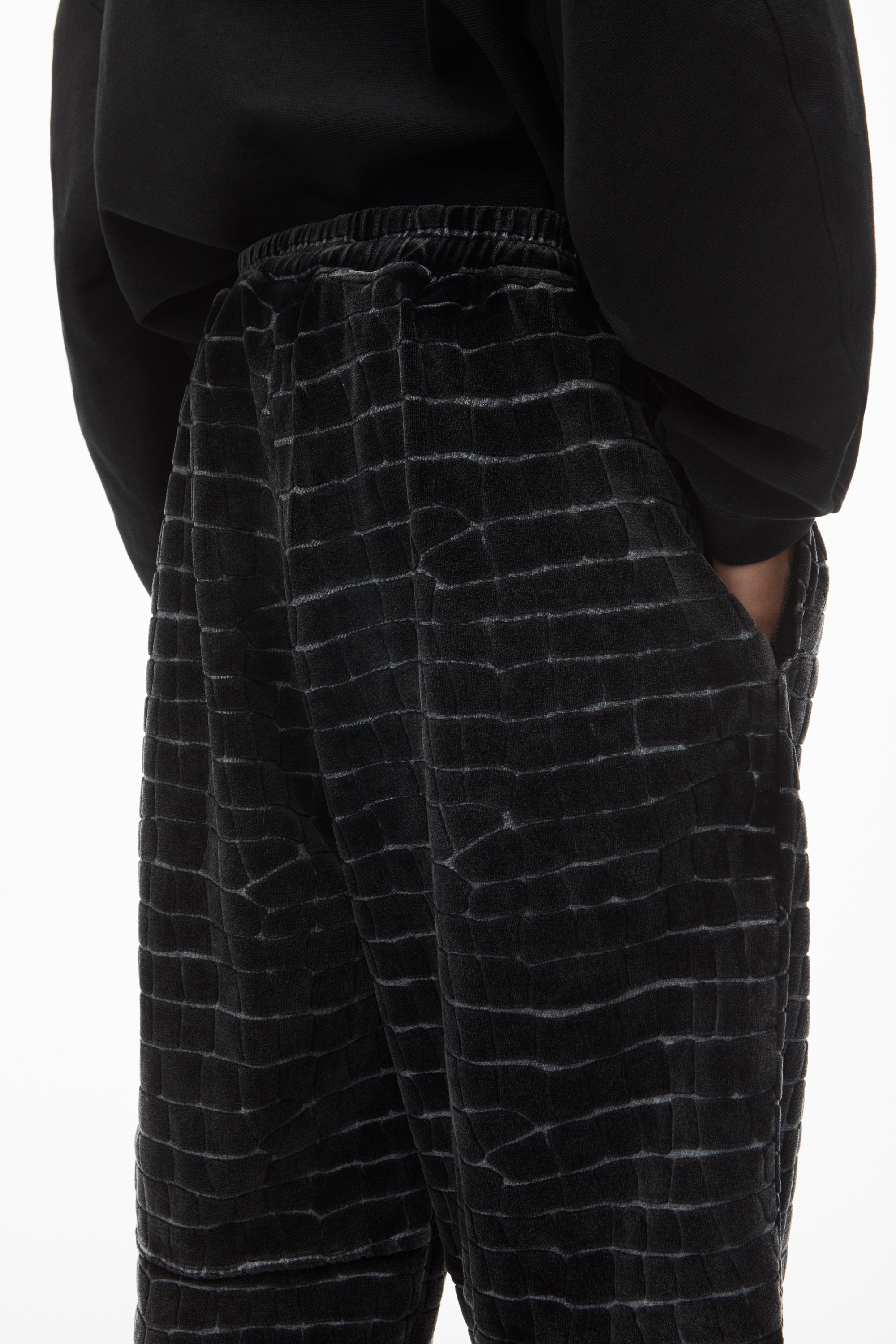 crocodile jacquard velour track pants - 5