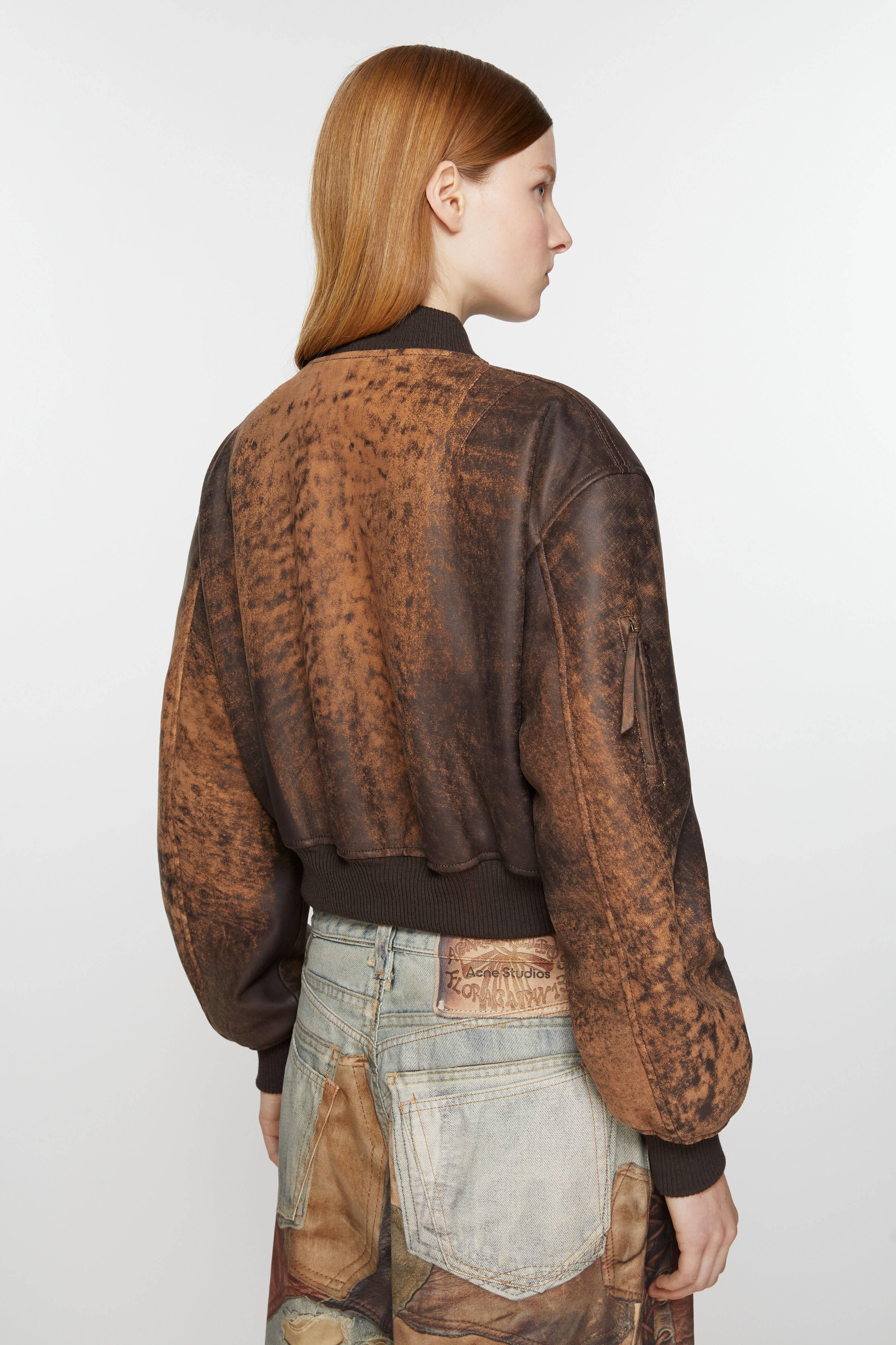 Leather bomber jacket - Brown - 4