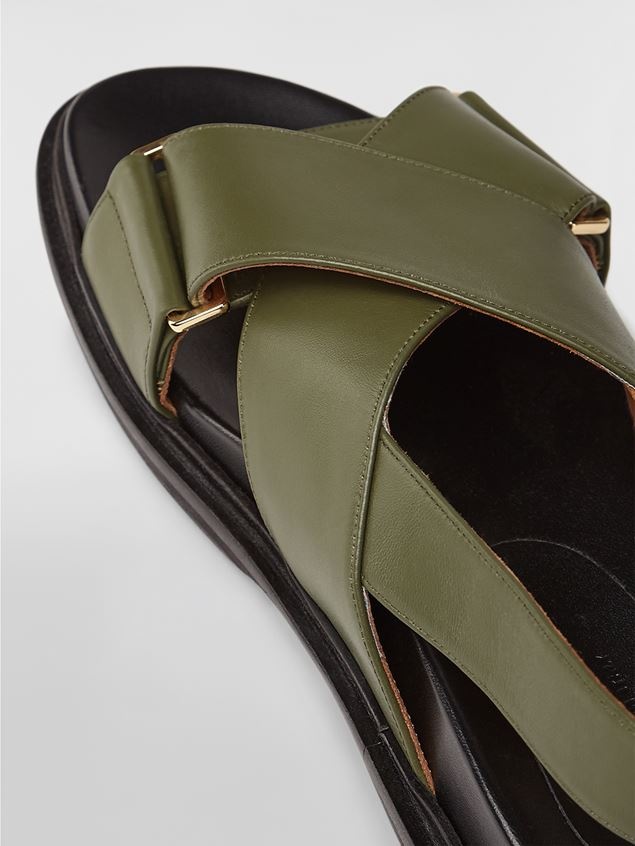GREEN CALFSKIN CRISS-CROSS FUSSBETT - 5