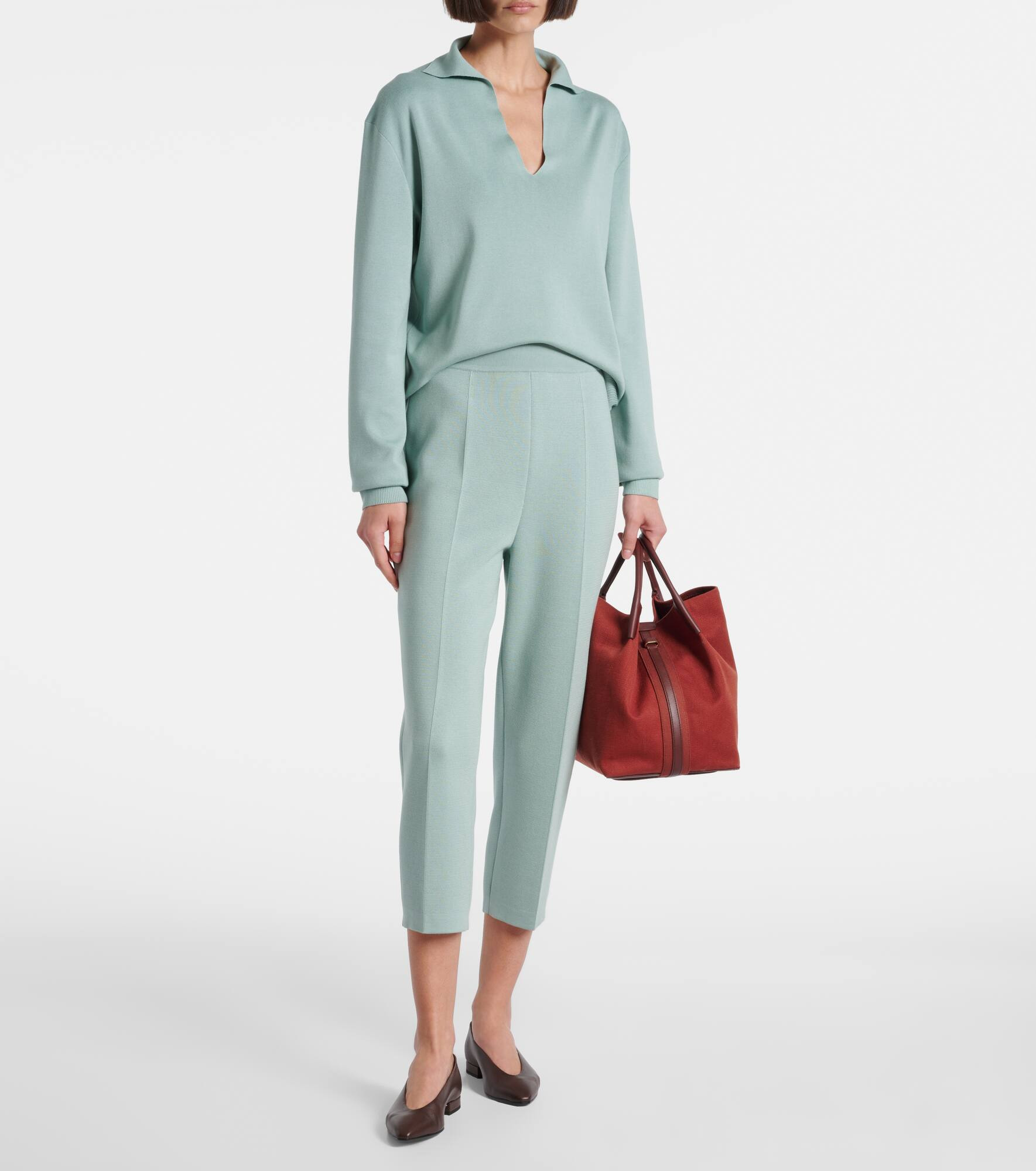 Siena silk and cotton cropped tapered pants - 2