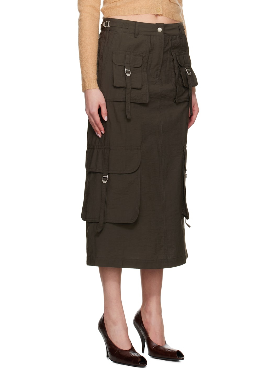 Gray Cargo Maxi Skirt - 2