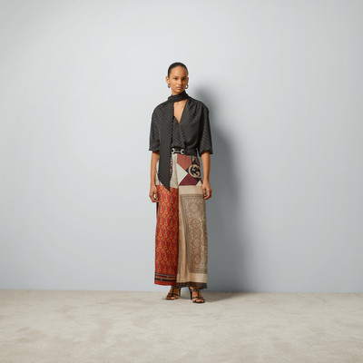 GUCCI Heritage patchwork print silk pant outlook