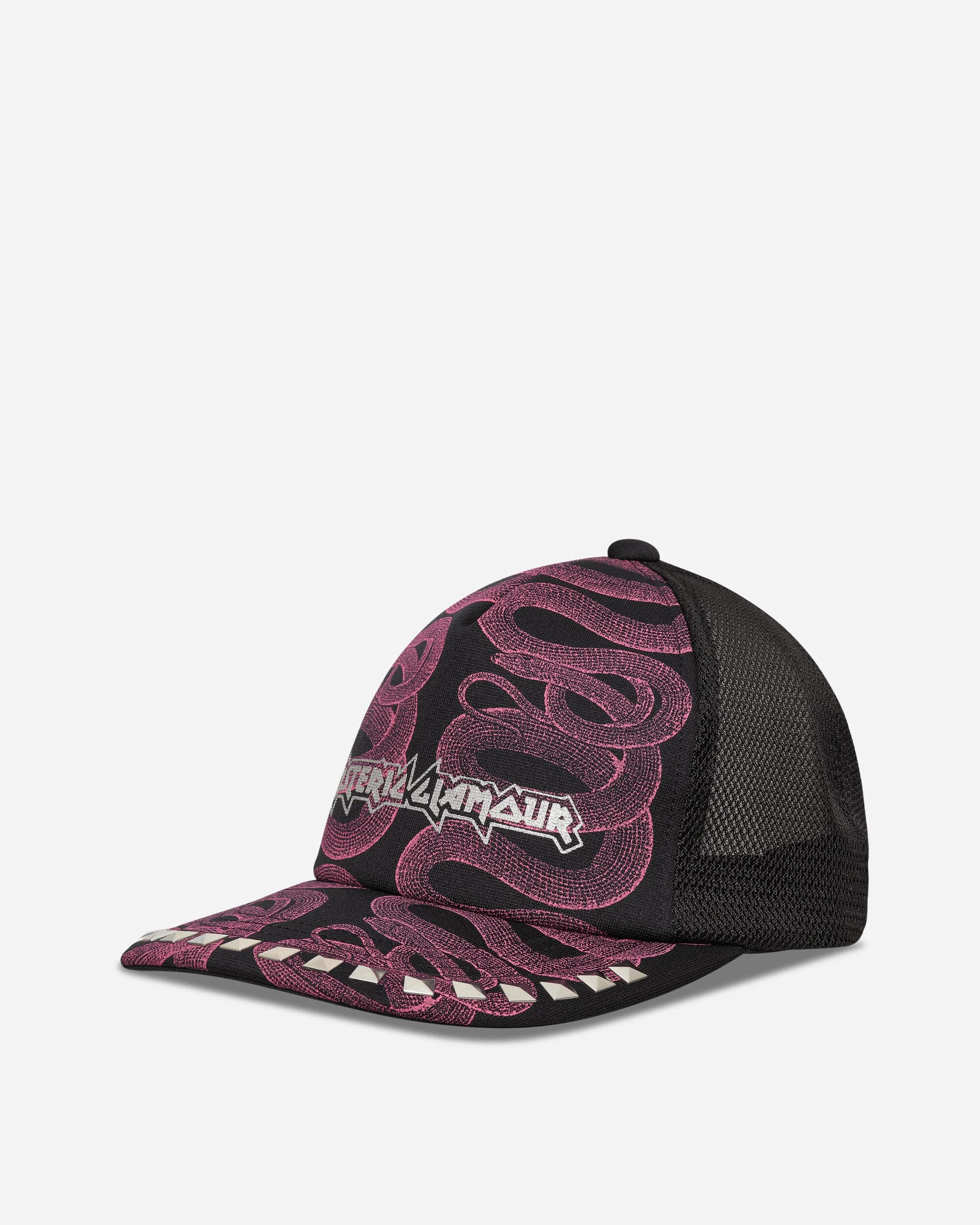 Snake Loop Studded Mesh Cap Black - 1