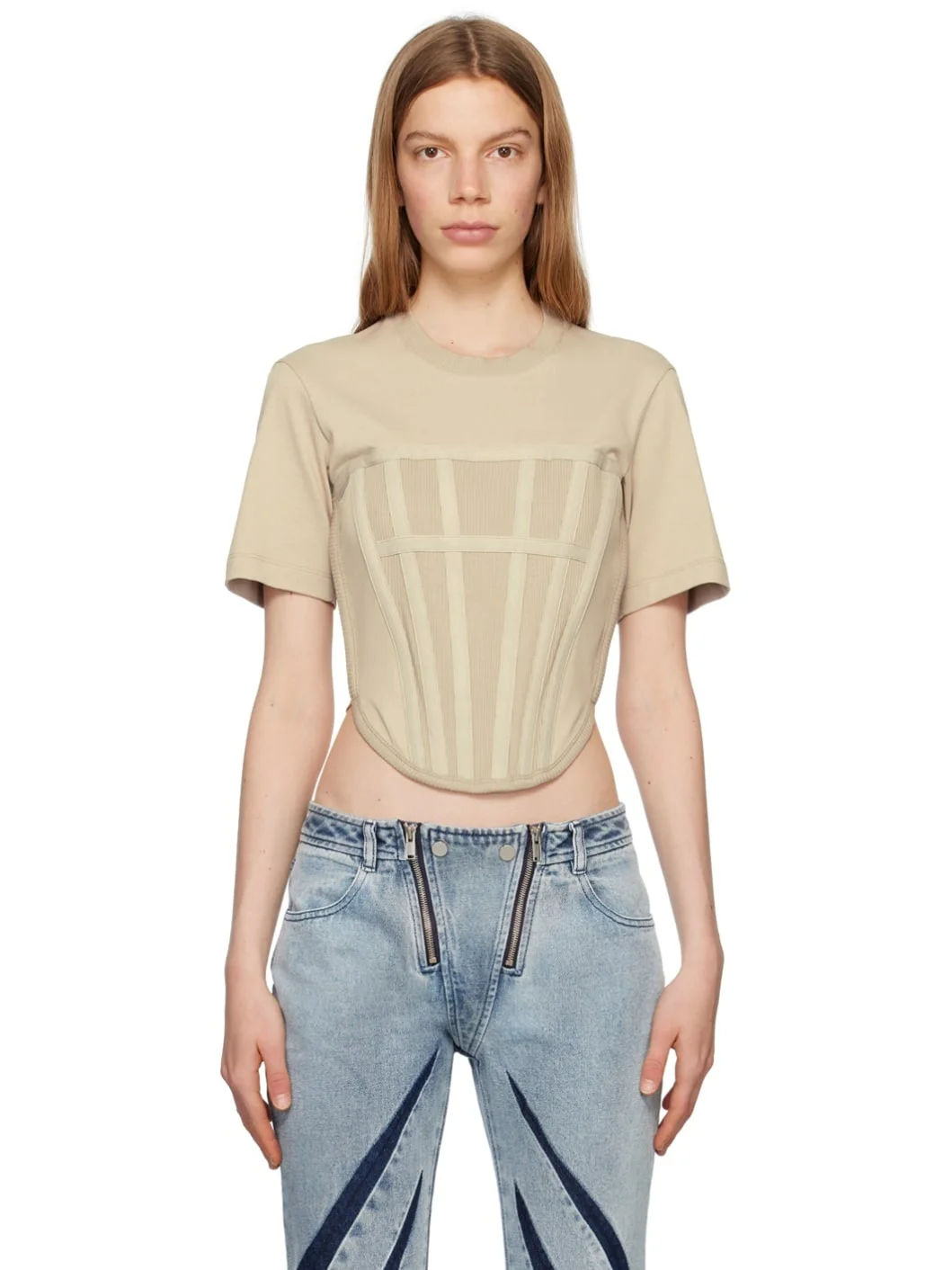 Taupe Corset T-Shirt - 1
