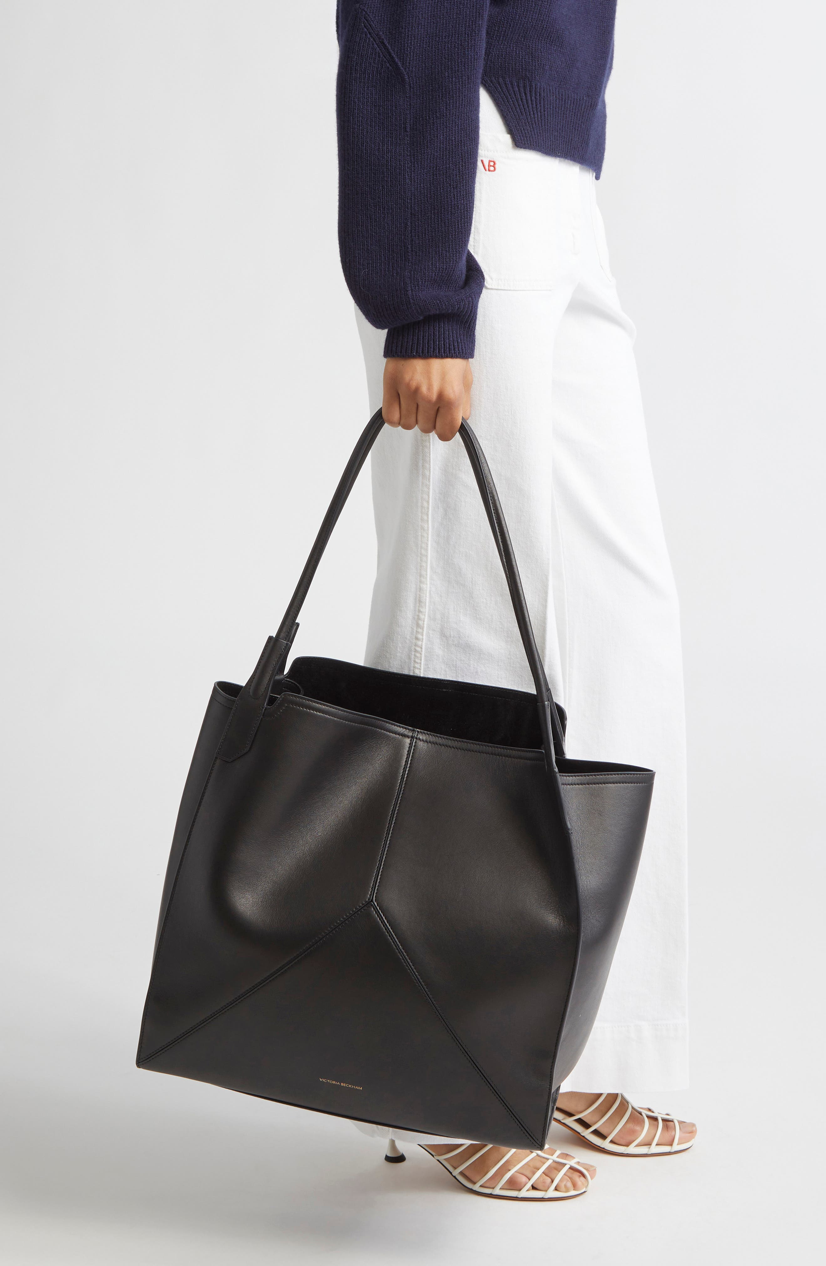Victoria Beckham Victoria Leather Tote in Black at Nordstrom - 3