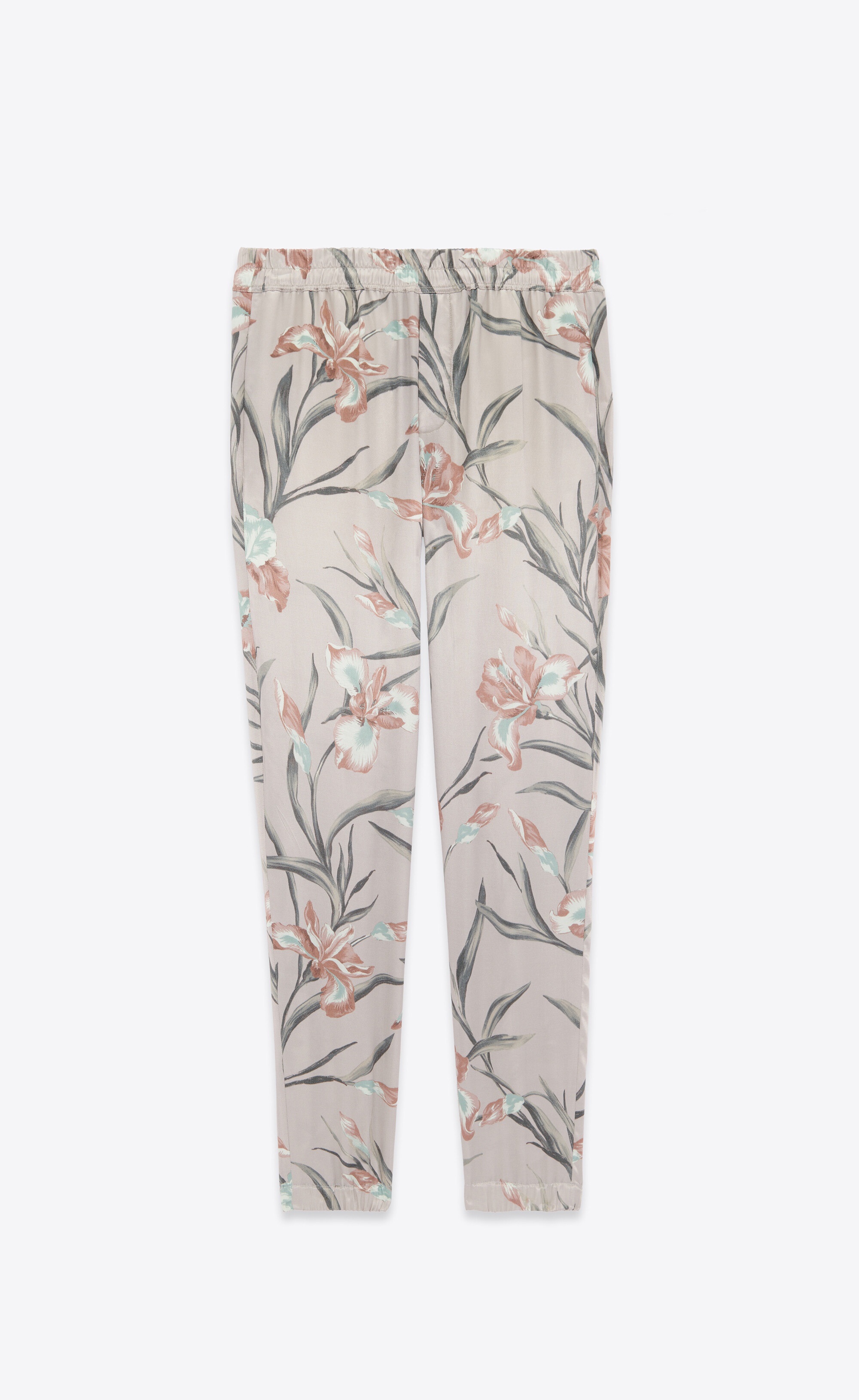 relaxed pants in floral satin - 1