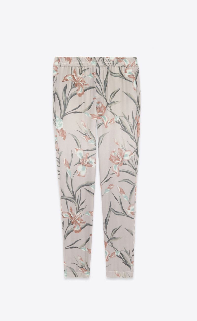 relaxed pants in floral satin - 1
