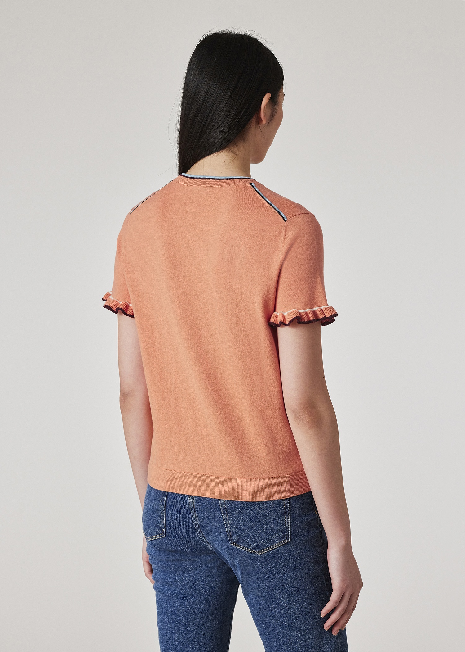 Women's Apricot Knitted Top with Frill Sleeves - 4