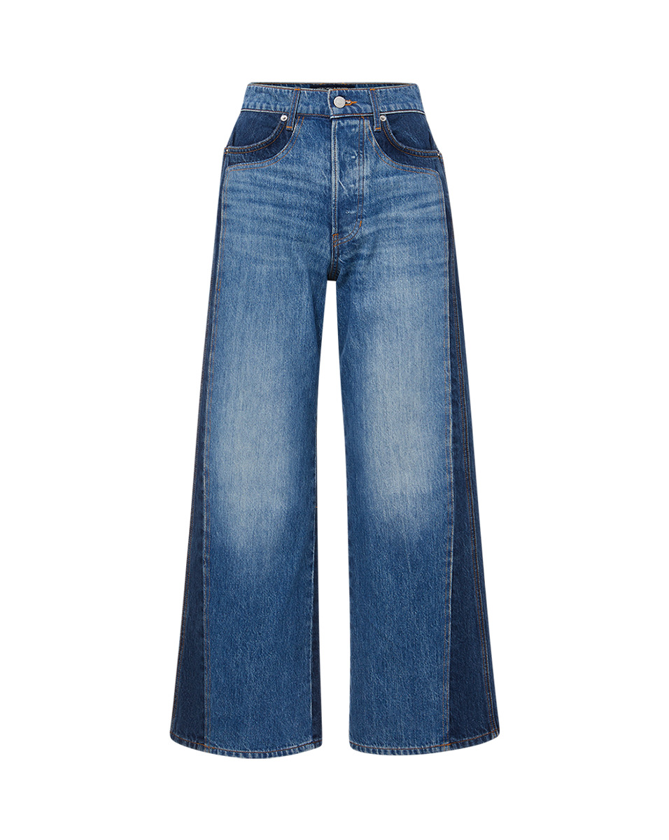 TAYLOR TWO-TONE CROPPED WIDE-LEG JEAN - 1