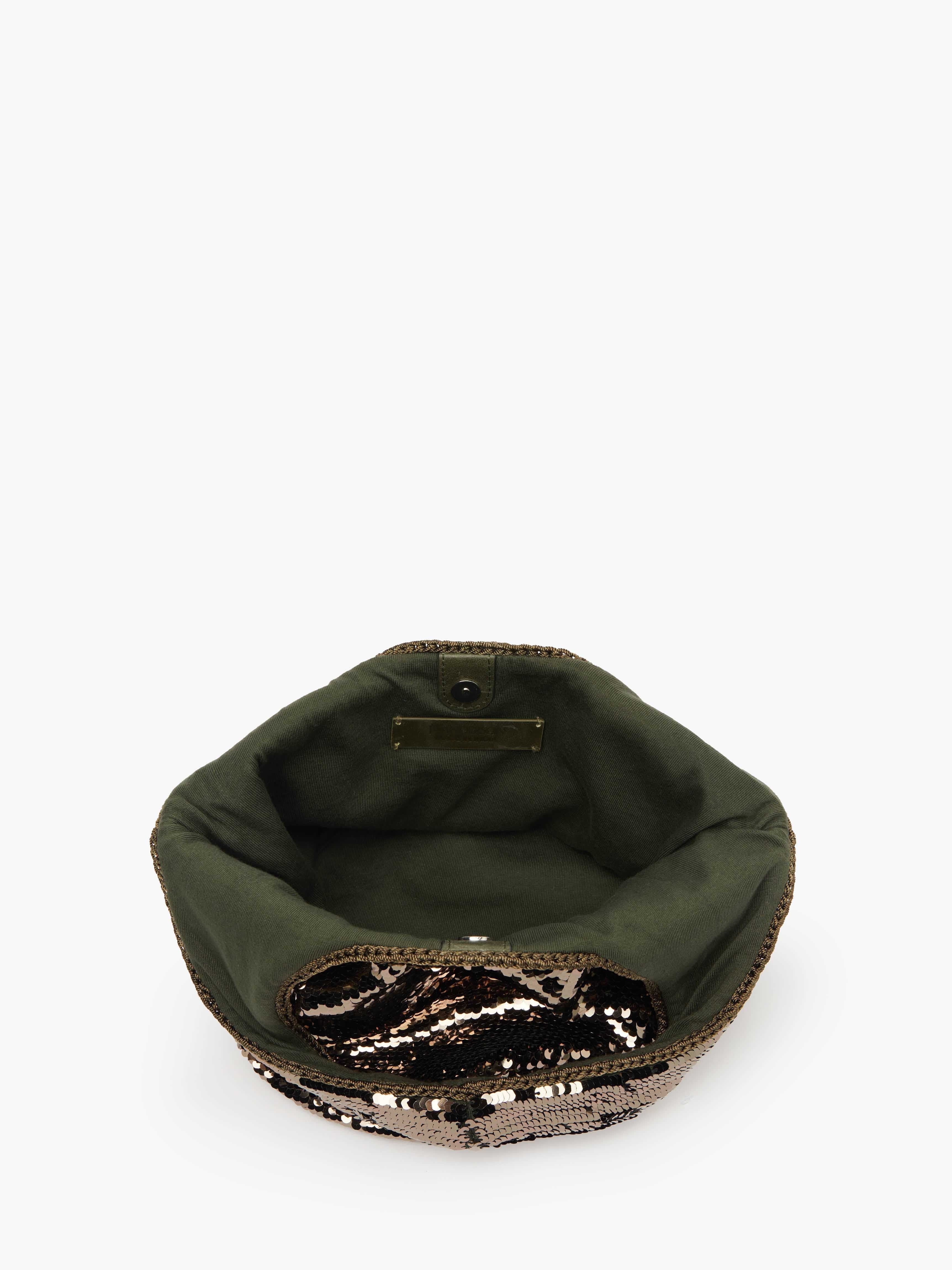MINI SEQUIN SHOPPER WITH METALLIC CHARM - TOP HANDLE BAG - 3