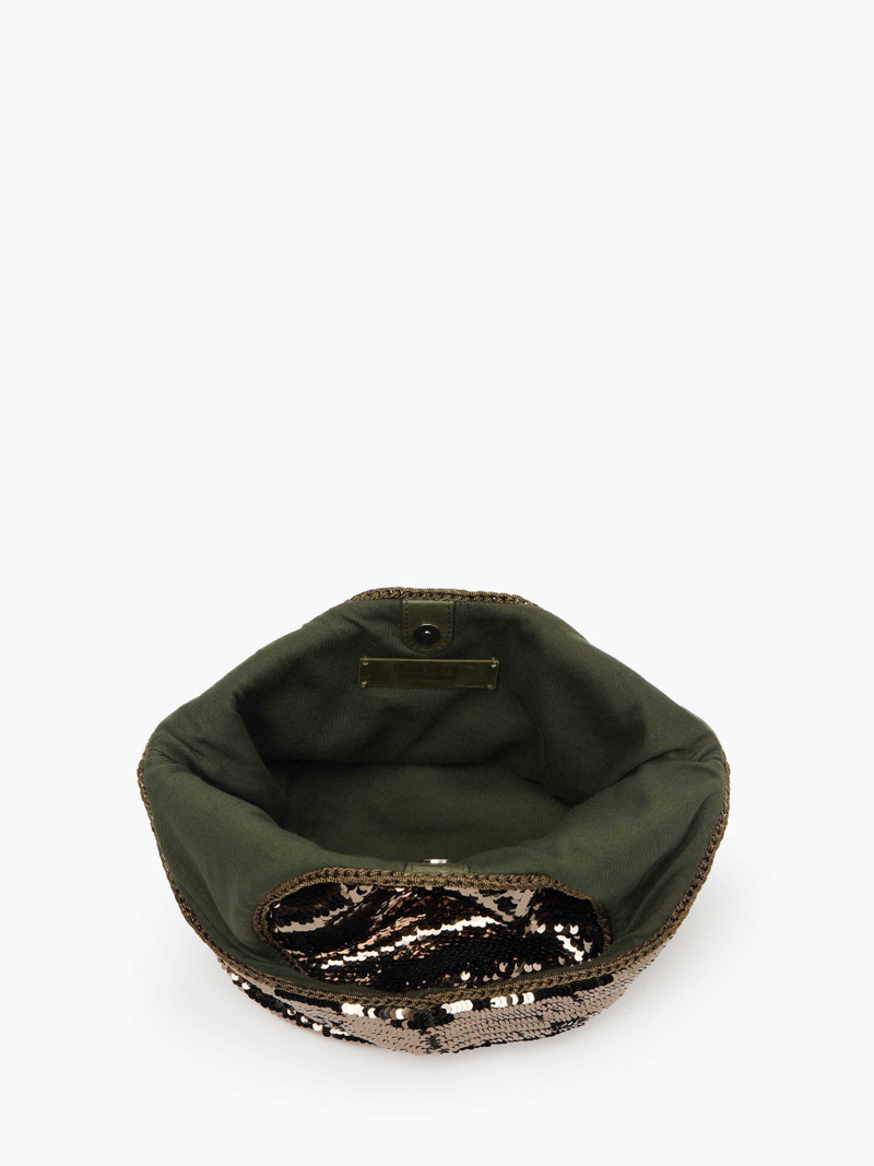 MINI SEQUIN SHOPPER WITH METALLIC CHARM - TOP HANDLE BAG 3