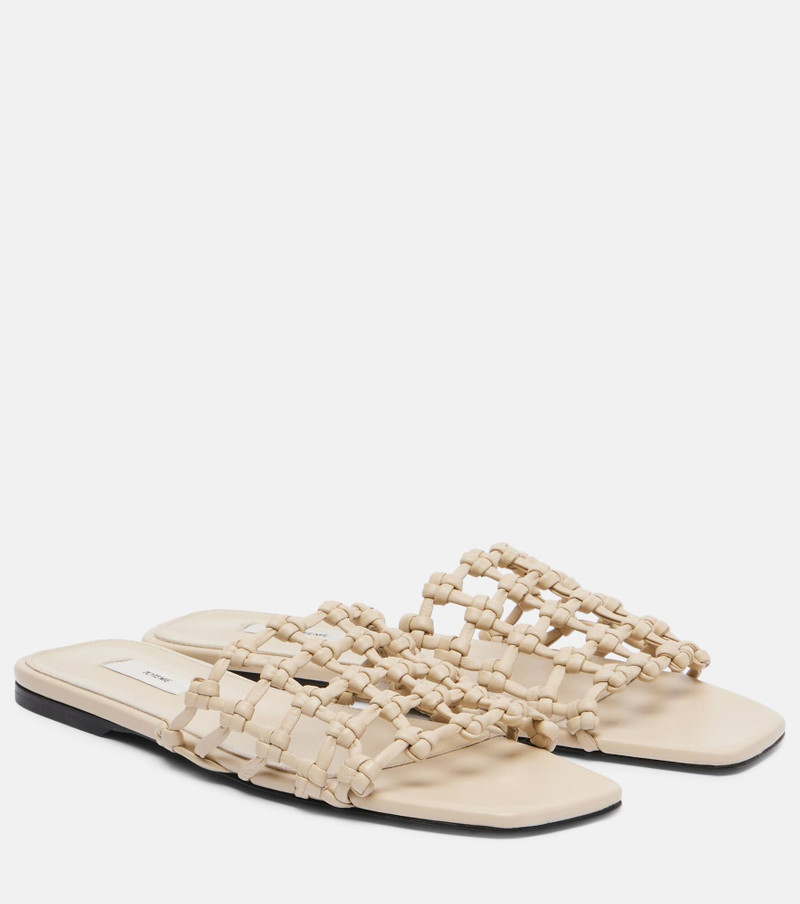 Woven leather slides 1