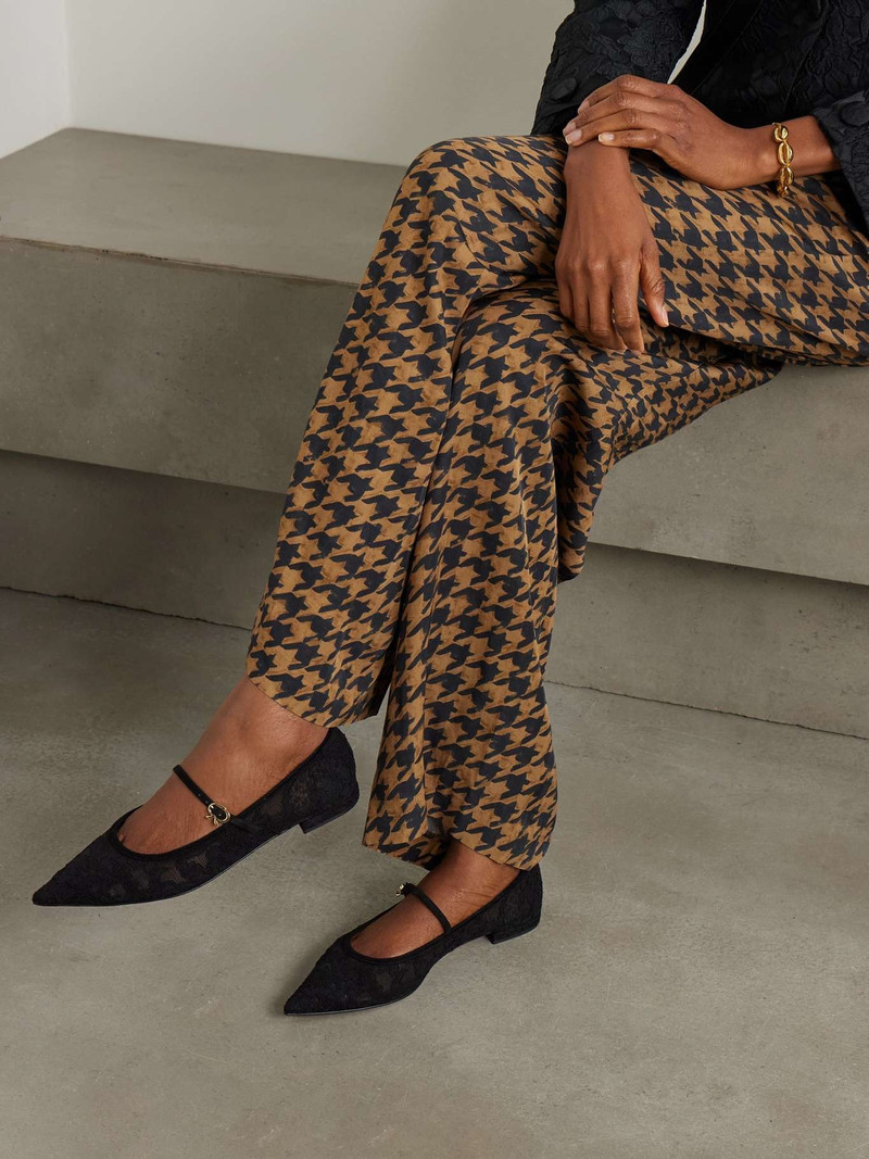 Gianvito Rossi Claudia suede-trimmed lace Mary Jane flats outlook