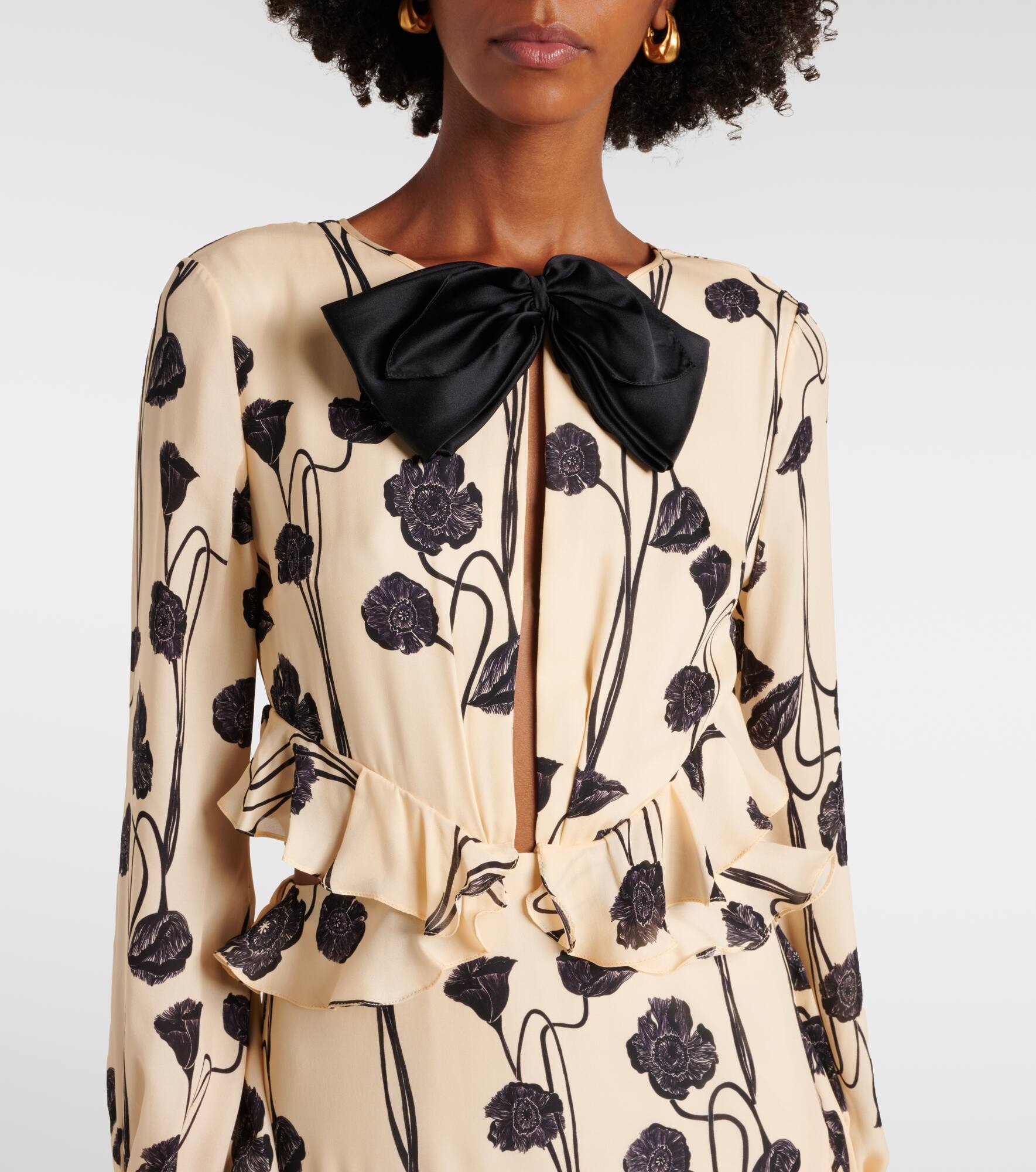 Ruffled floral silk georgette gown - 4