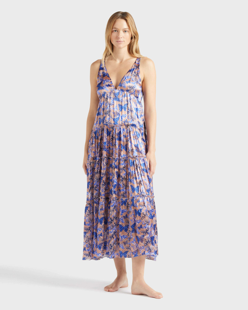 Vilebrequin Women Long Viscose and Silk Dress Disco Butterflly outlook