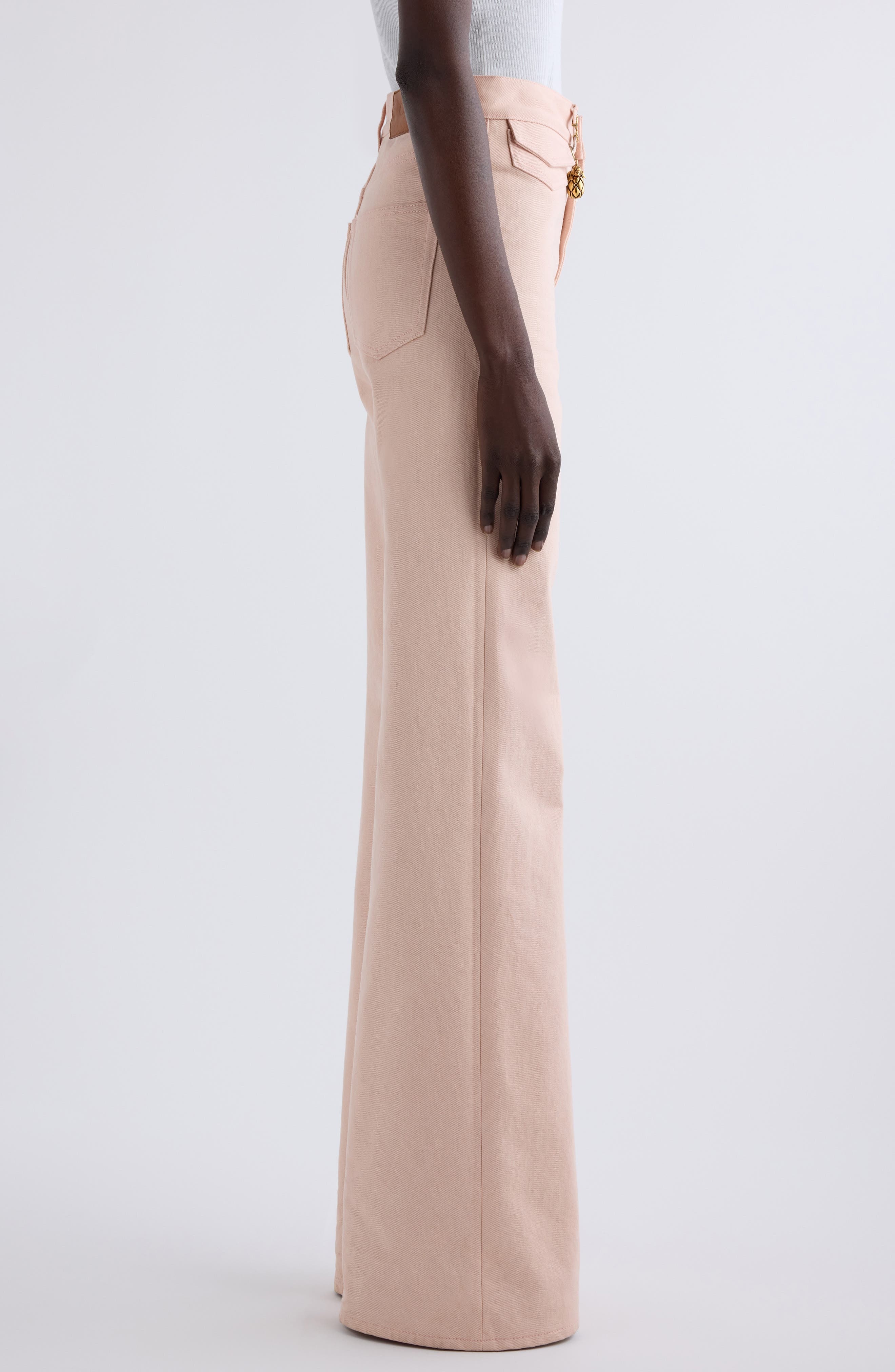 Chloé Pineapple Charm High Waist Twill Pants in Airy Pink at Nordstrom - 4