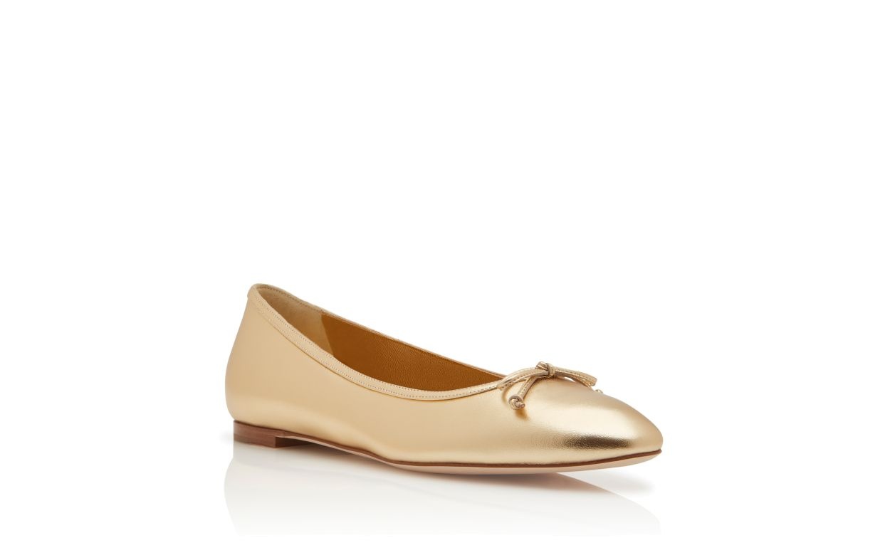 Gold Nappa Leather Ballerina Flats - 3