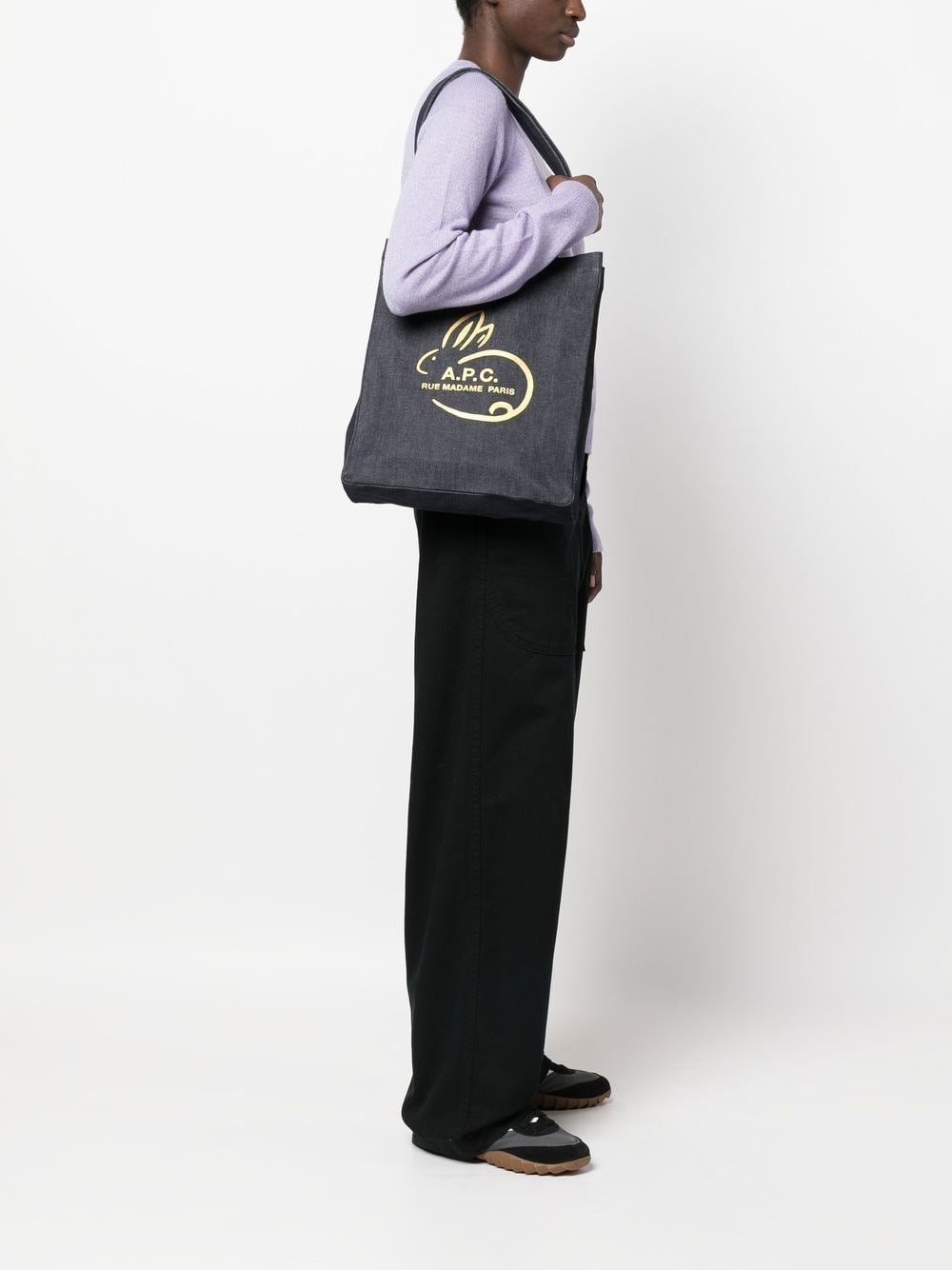 logo-print denim tote bag - 3