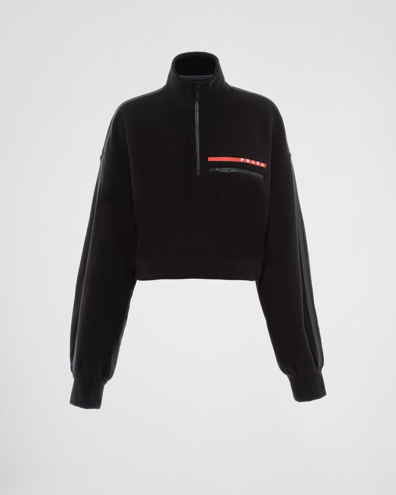 Cropped recycled technical fleece sweatshirt 1