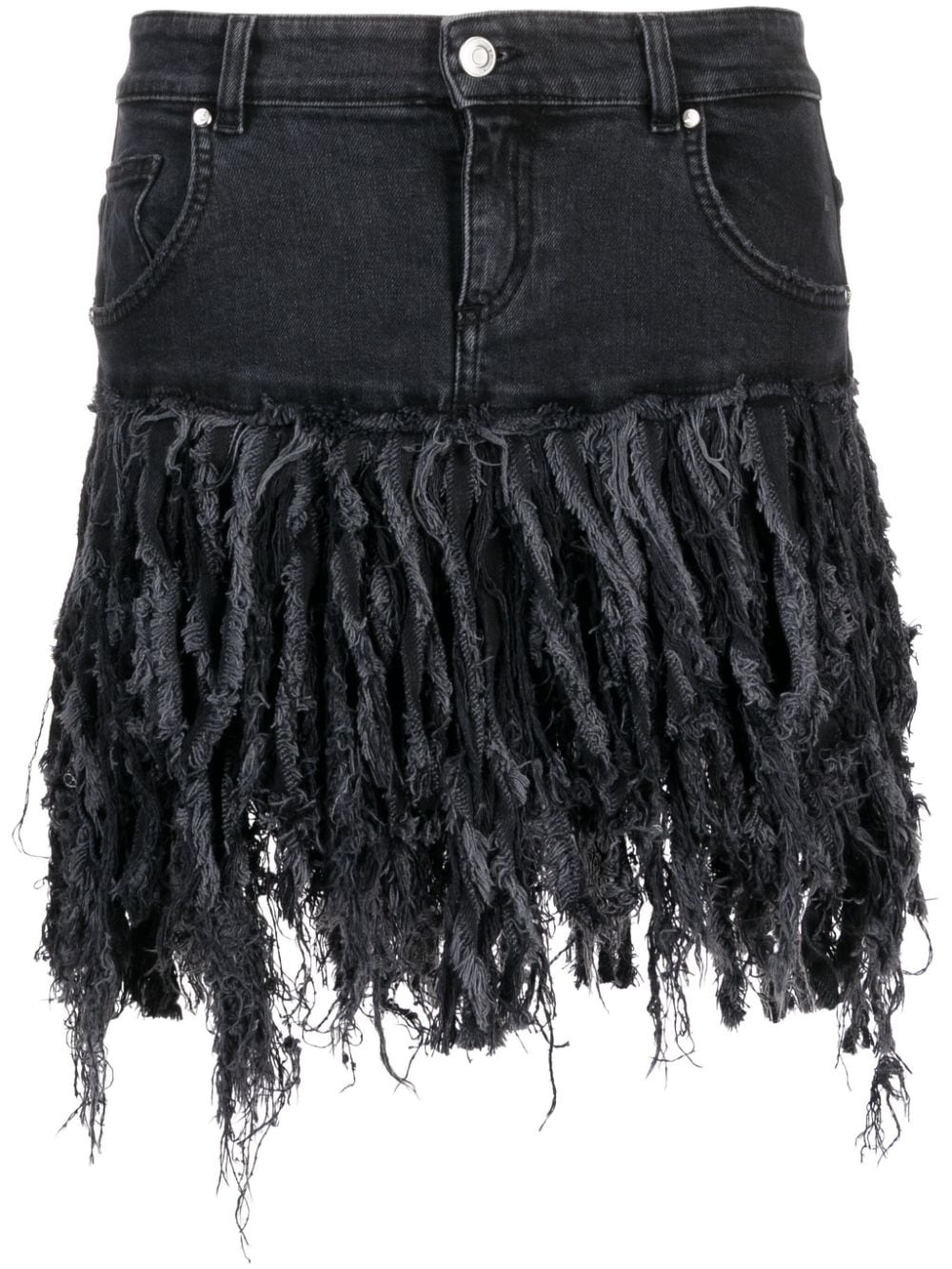 fringed denim miniskirt - 1