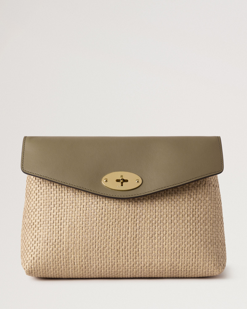 Large Darley Cosmetic Pouch
Linen Green & Natural Raffia & Leather 1