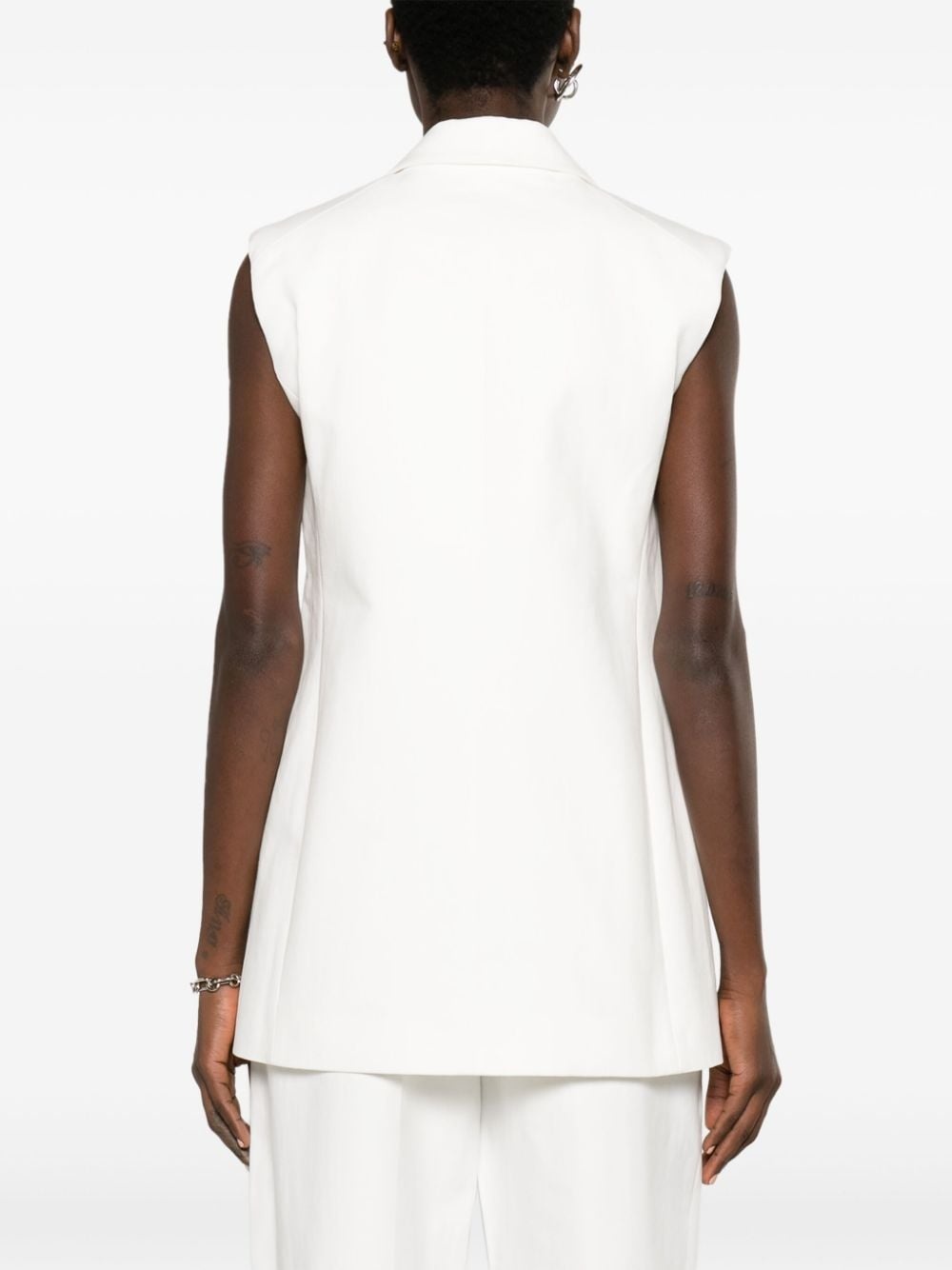 belted cotton waistcoat - 4