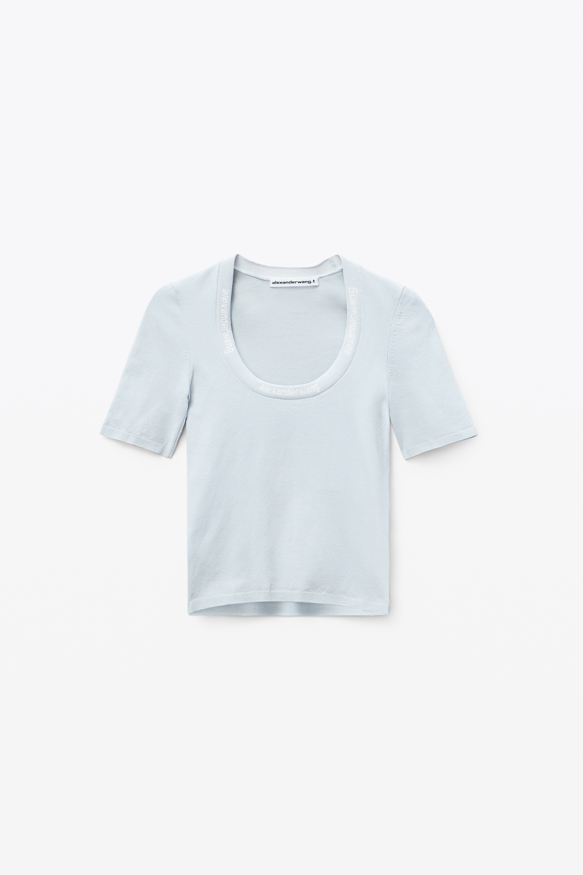 LOGO JACQUARD SHORT-SLEEVE TEE IN STRETCH KNIT - 1