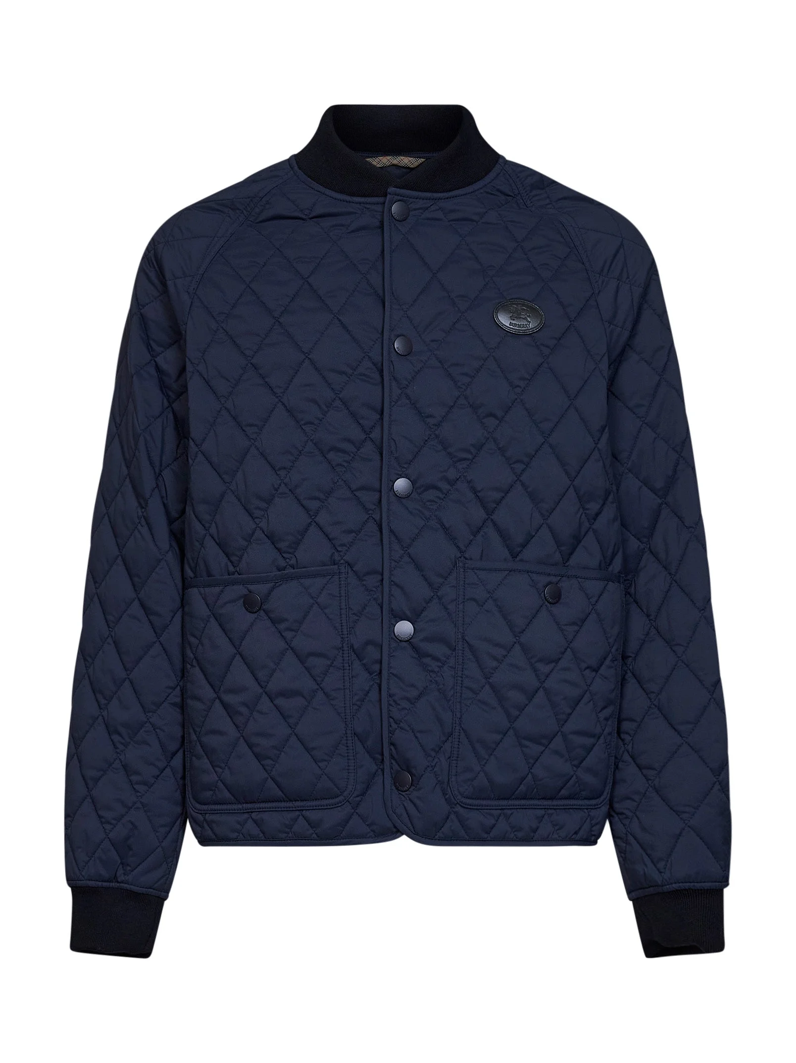Navy blue quilted nylon jacket - 1