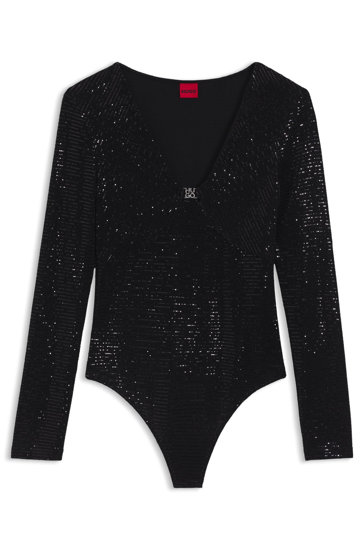 SPARKLING BODYSUIT IN STRETCH JERSEY WITH STACKED-LOGO TRIM - 1
